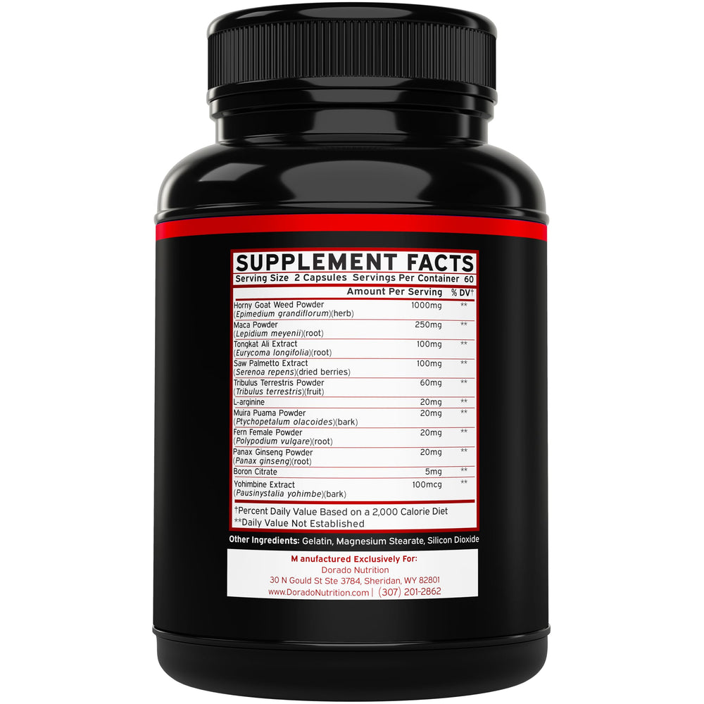Ingredients collage: Maca Root, Ginseng, L-Arginine