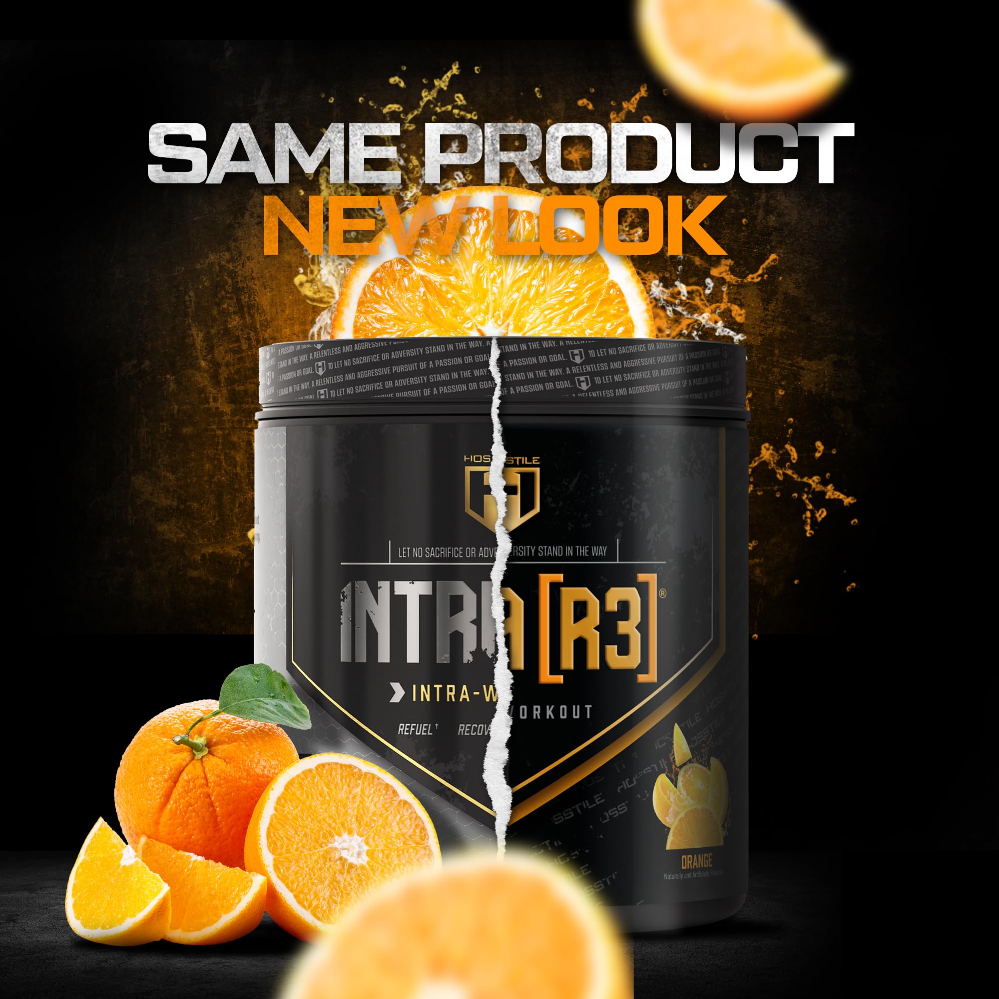 HOSSTILE intria3 scoop-dispense shows precise serving for steady intra-workout energy.