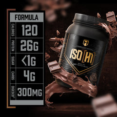 HOSSTILE ISO whey scoop highlights fast-absorbing protein for post-workout fueling.