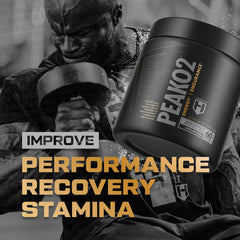 Hosstile PeakO2 jar label emphasizes oxygen utilization for longer workouts.