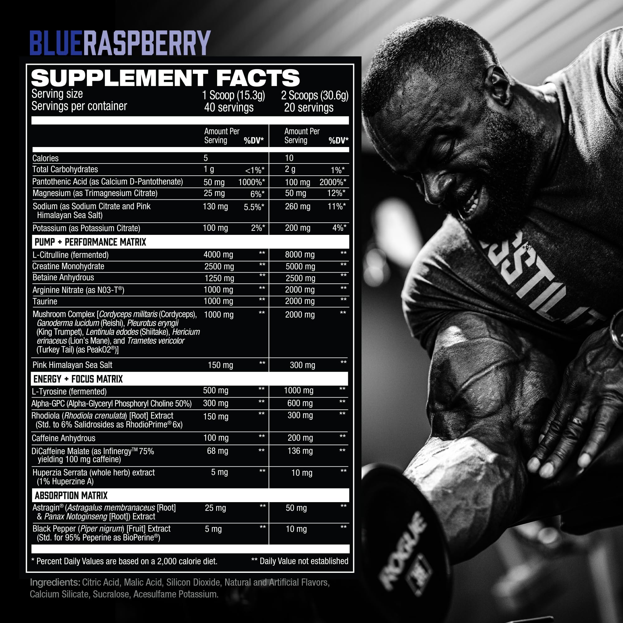 Hosstility V2 ingredient graphic highlights NO boosters and brain optimizers for performance.