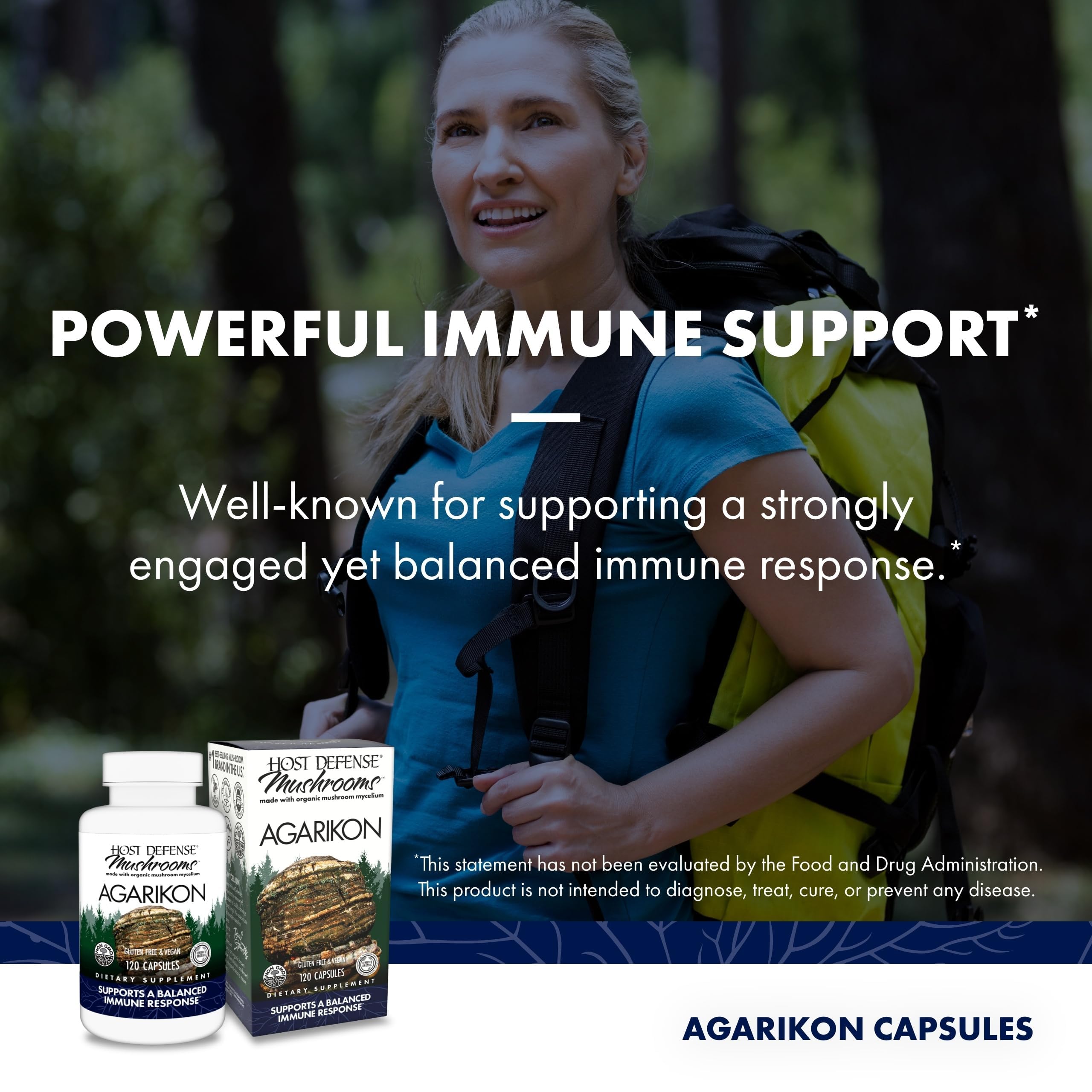 Host Defense Agarikon bottle packaging and branding