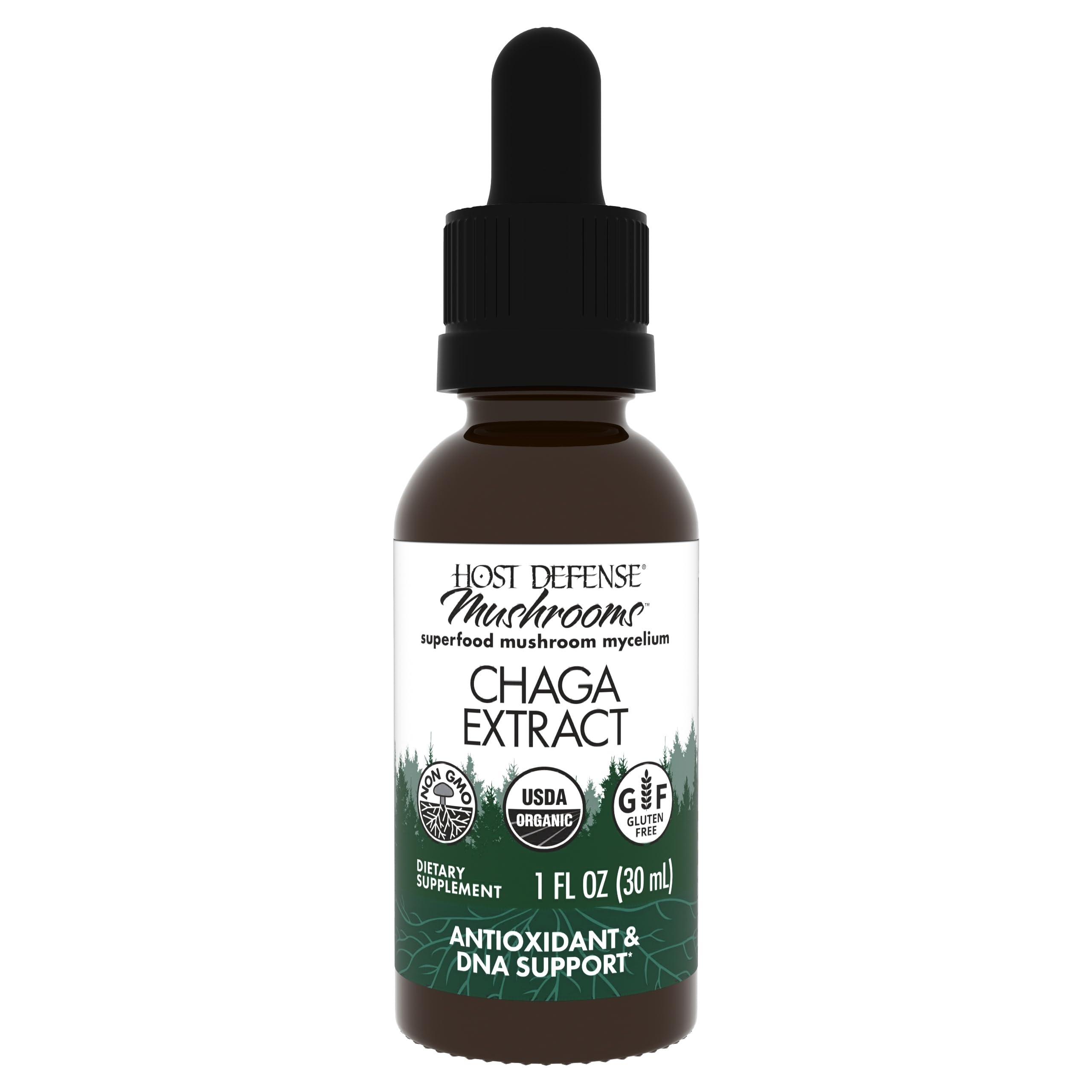 Host Defense Chaga Extract 1 fl oz bottle with dropper