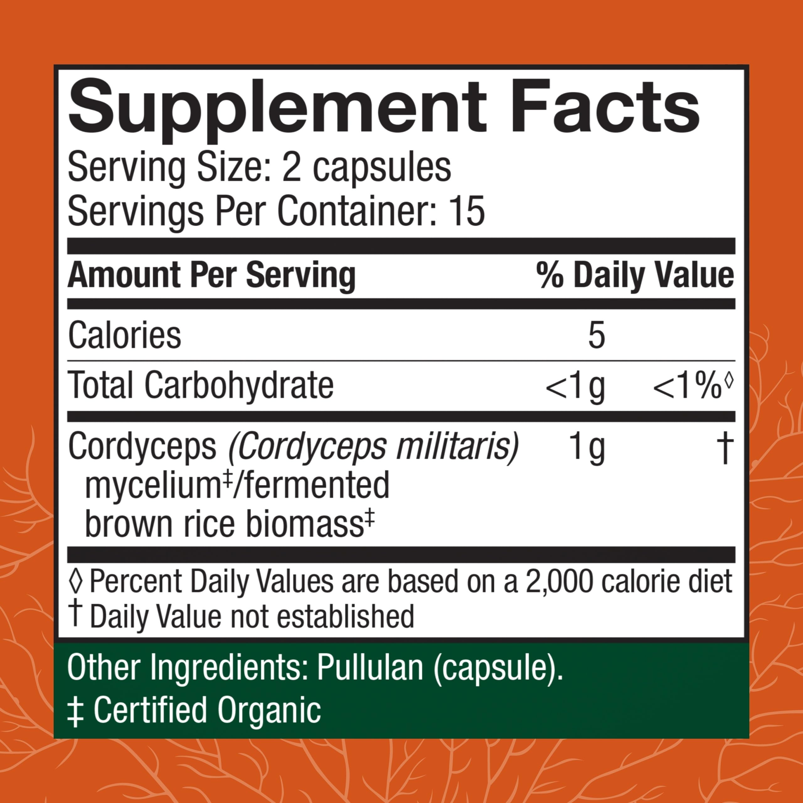 Close-up of Host Defense branding on the Cordyceps bottle
