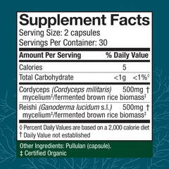 Back panel with supplement facts for CordyChi Capsules