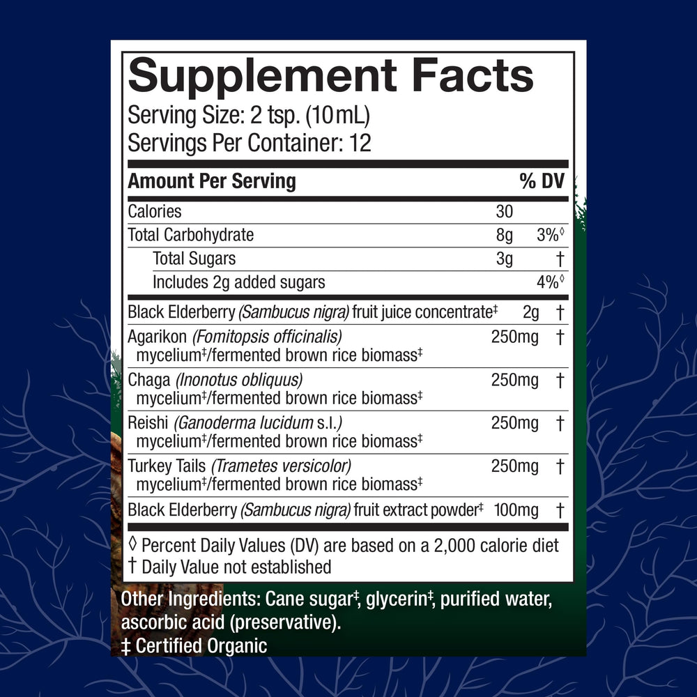 Product label for Host Defense Elderberry Plus Syrup