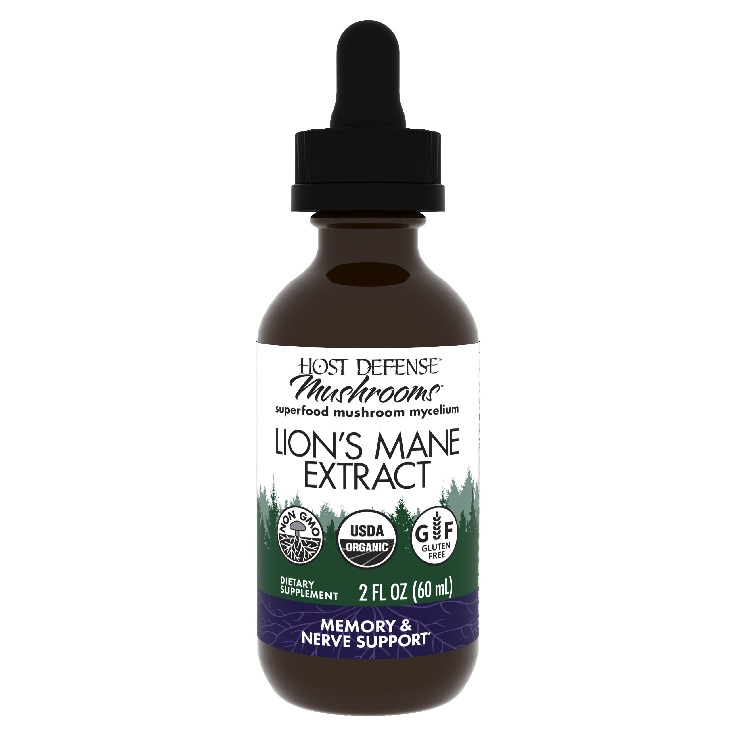 Host Defense Lions Mane Extract bottle with label