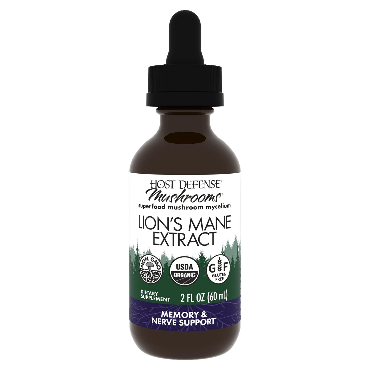 Host Defense Lions Mane Extract bottle with label