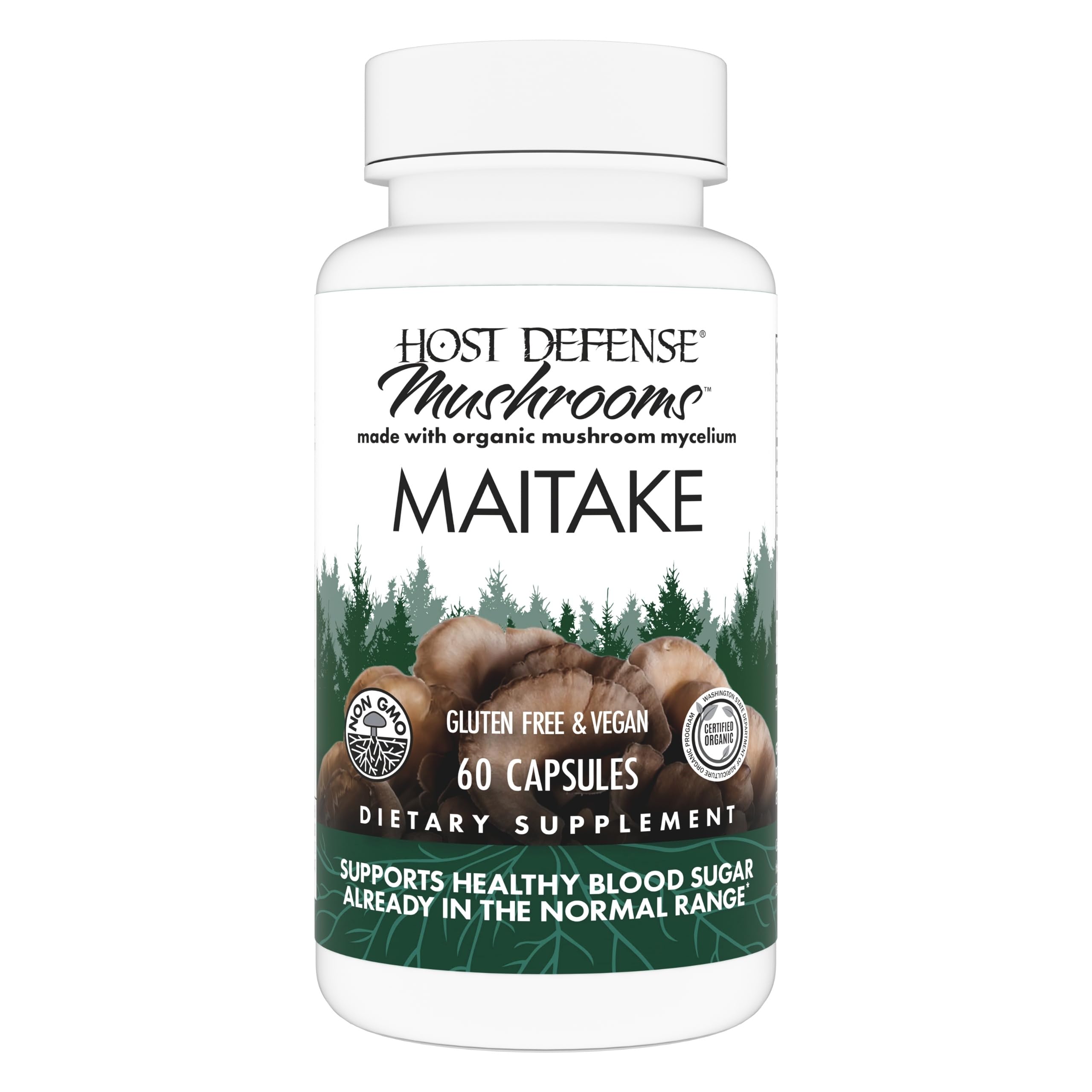 Host Defense Maitake Capsules bottle on white background