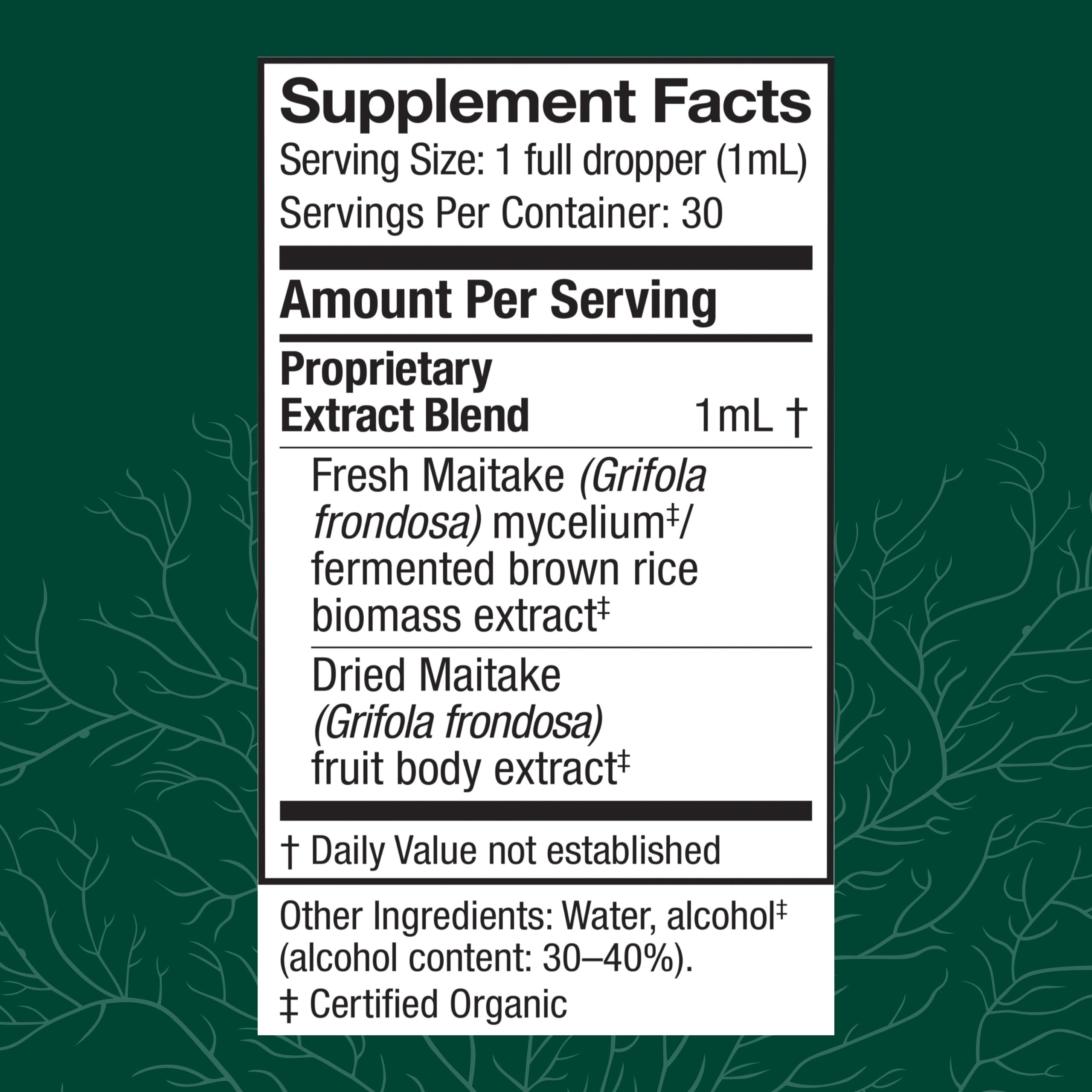 Maitake Extract bottle showing label