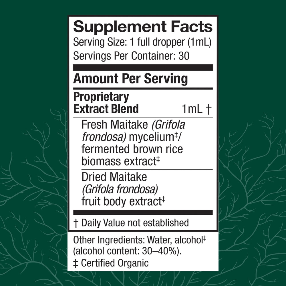 Maitake Extract bottle showing label