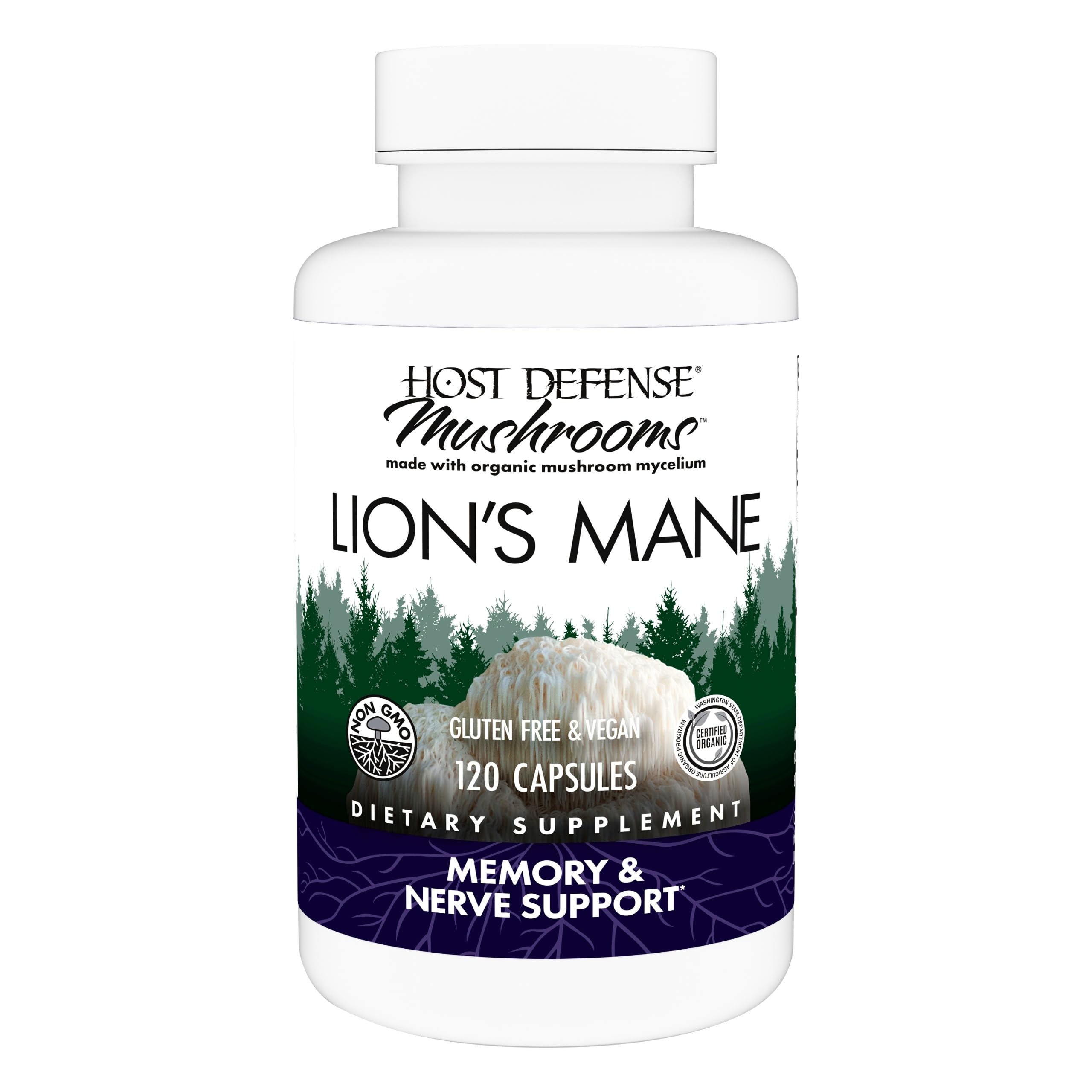 Host Defense Lions Mane brain health capsules