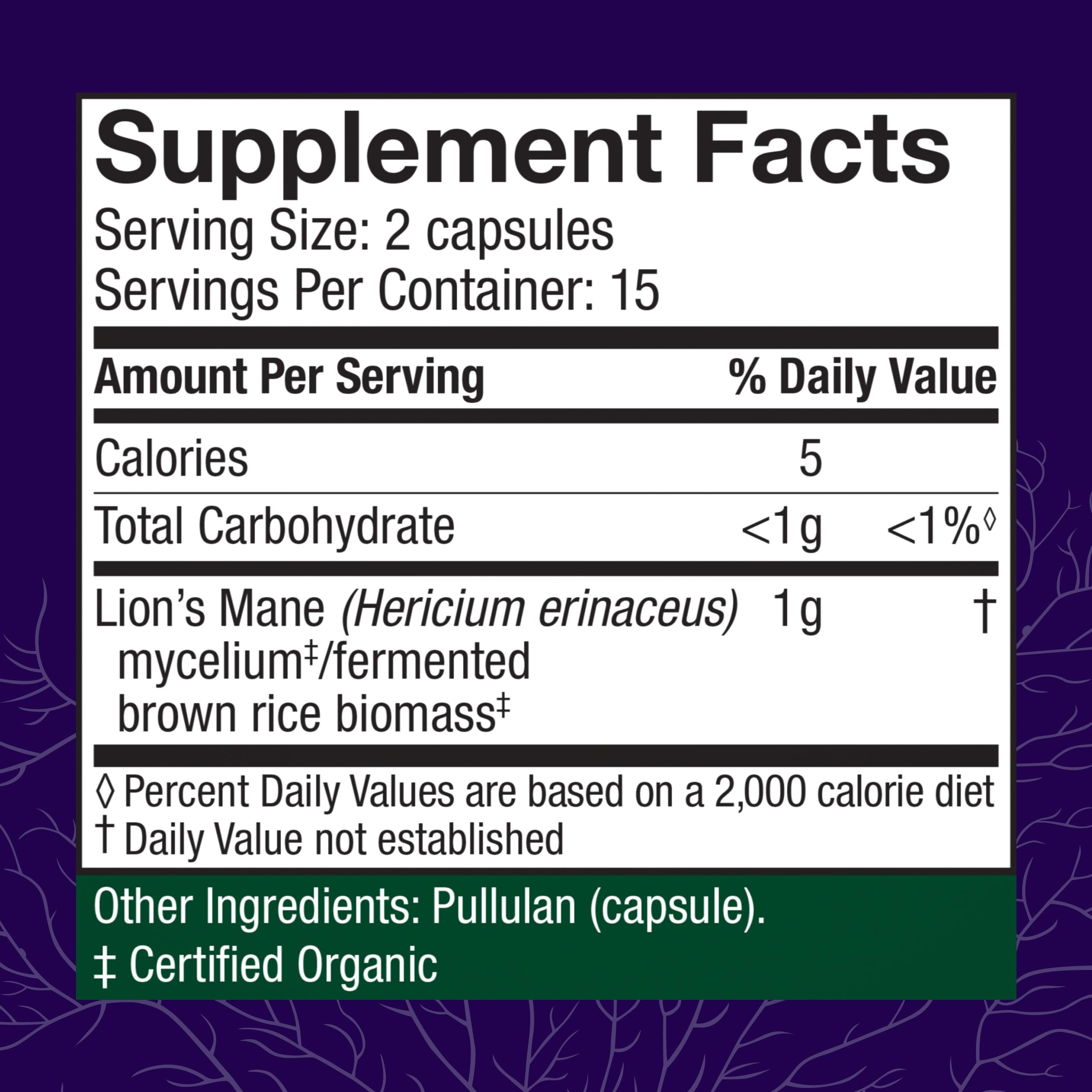 Close-up of Lion's Mane capsules for focus and memory support