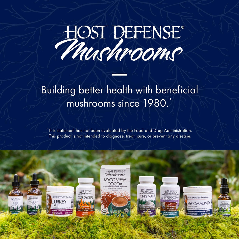 Host Defense Mushrooms logo with capsule bottle