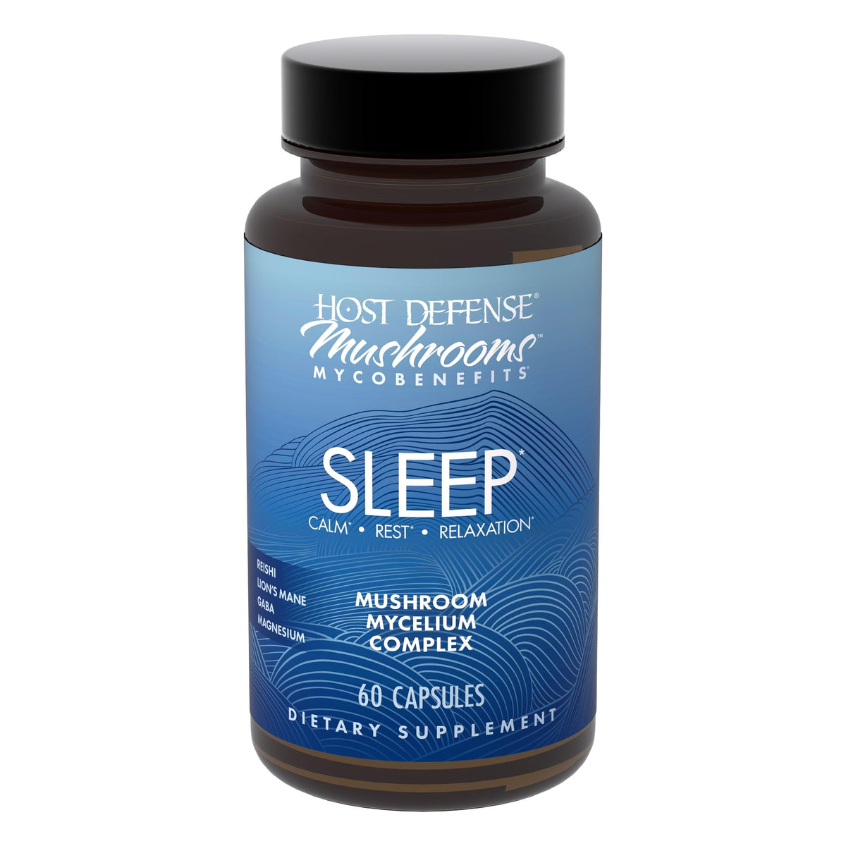Bottle of Host Defense MycoBenefits Sleep* Capsules with label
