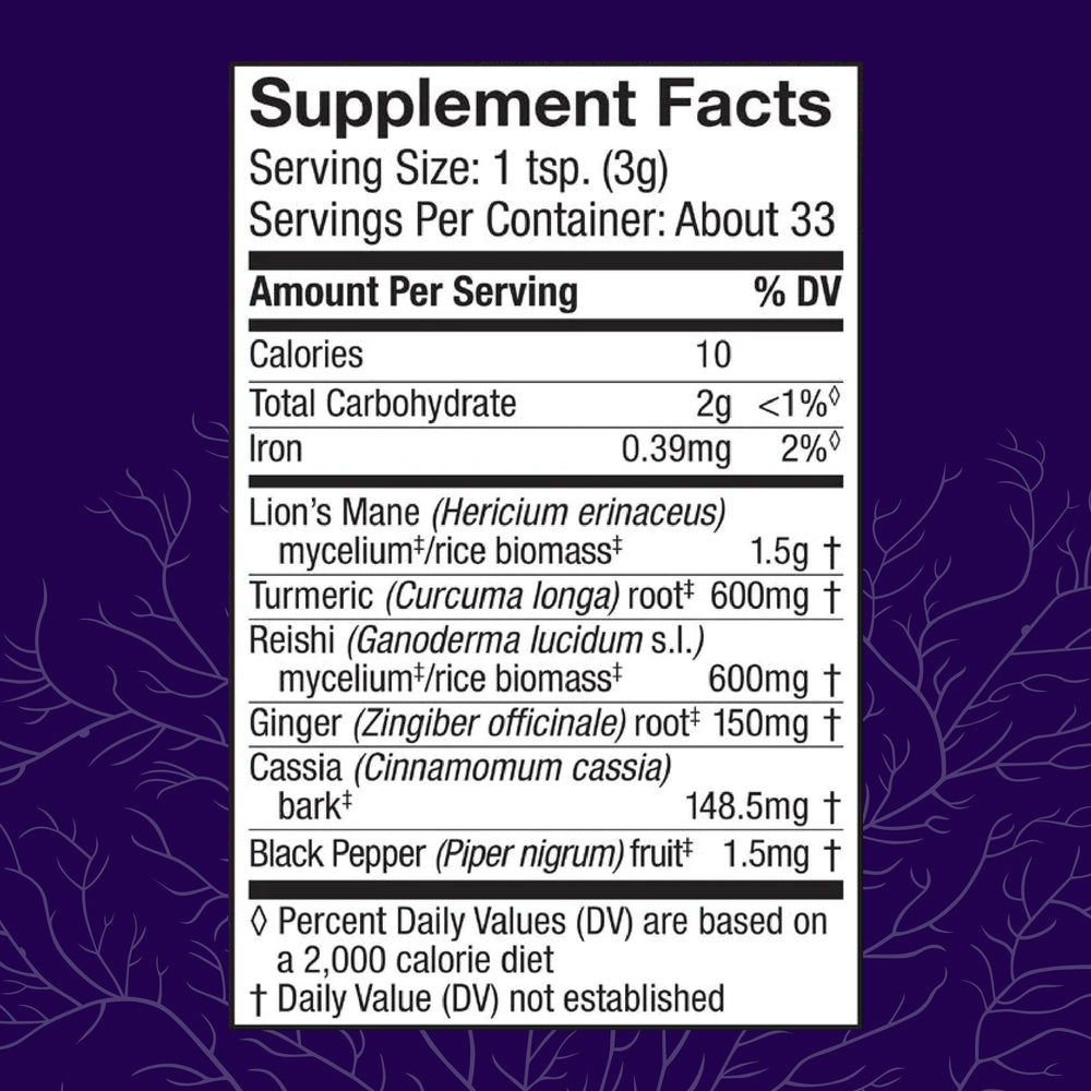Product label showing ingredients and nutrition facts