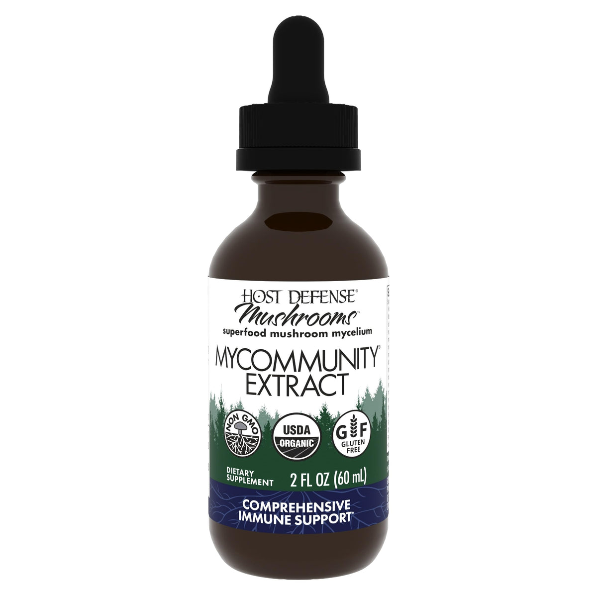 Bottle of Host Defense MyCommunity Extract 2oz 60 servings