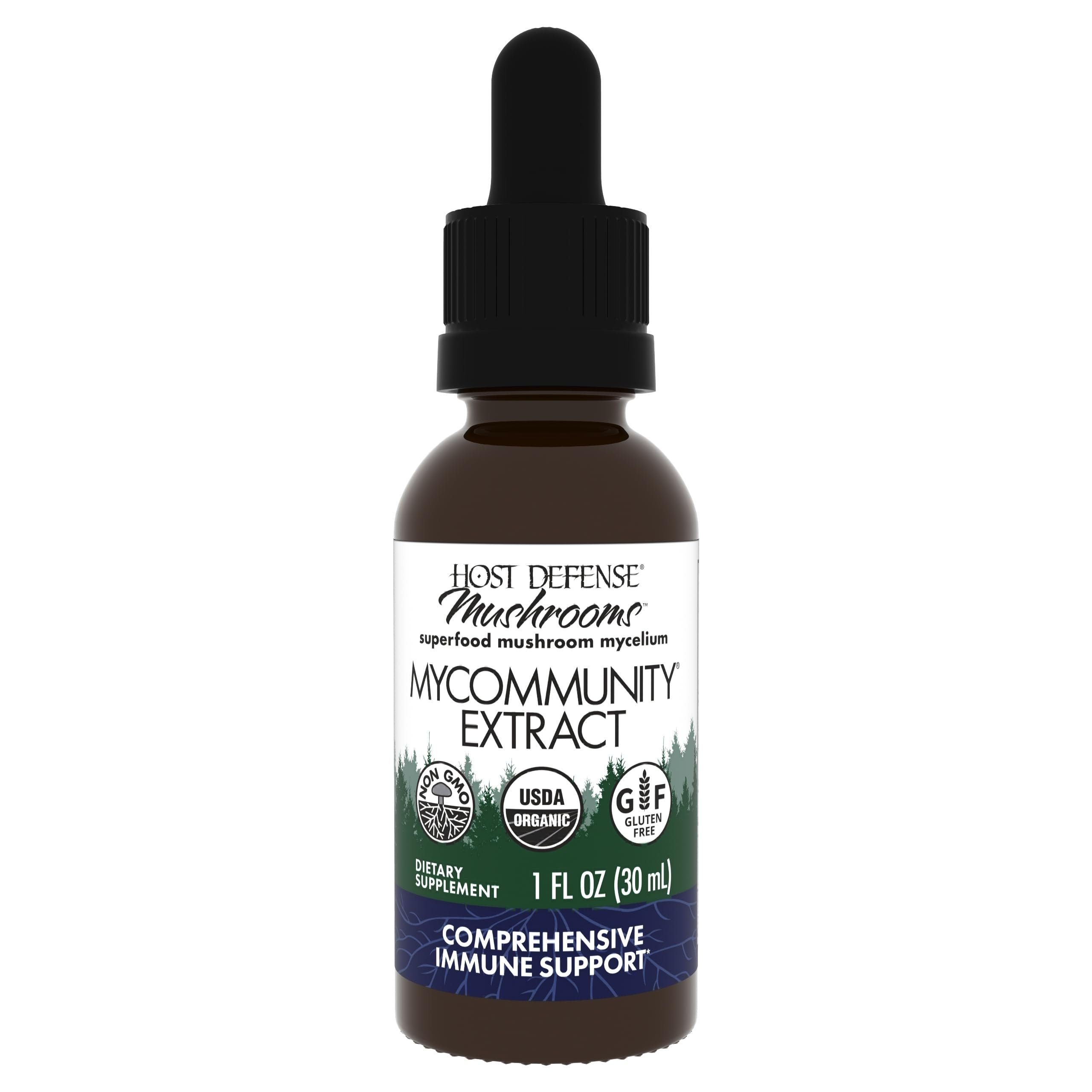 Host Defense MyCommunity Extract bottle label - 1 oz