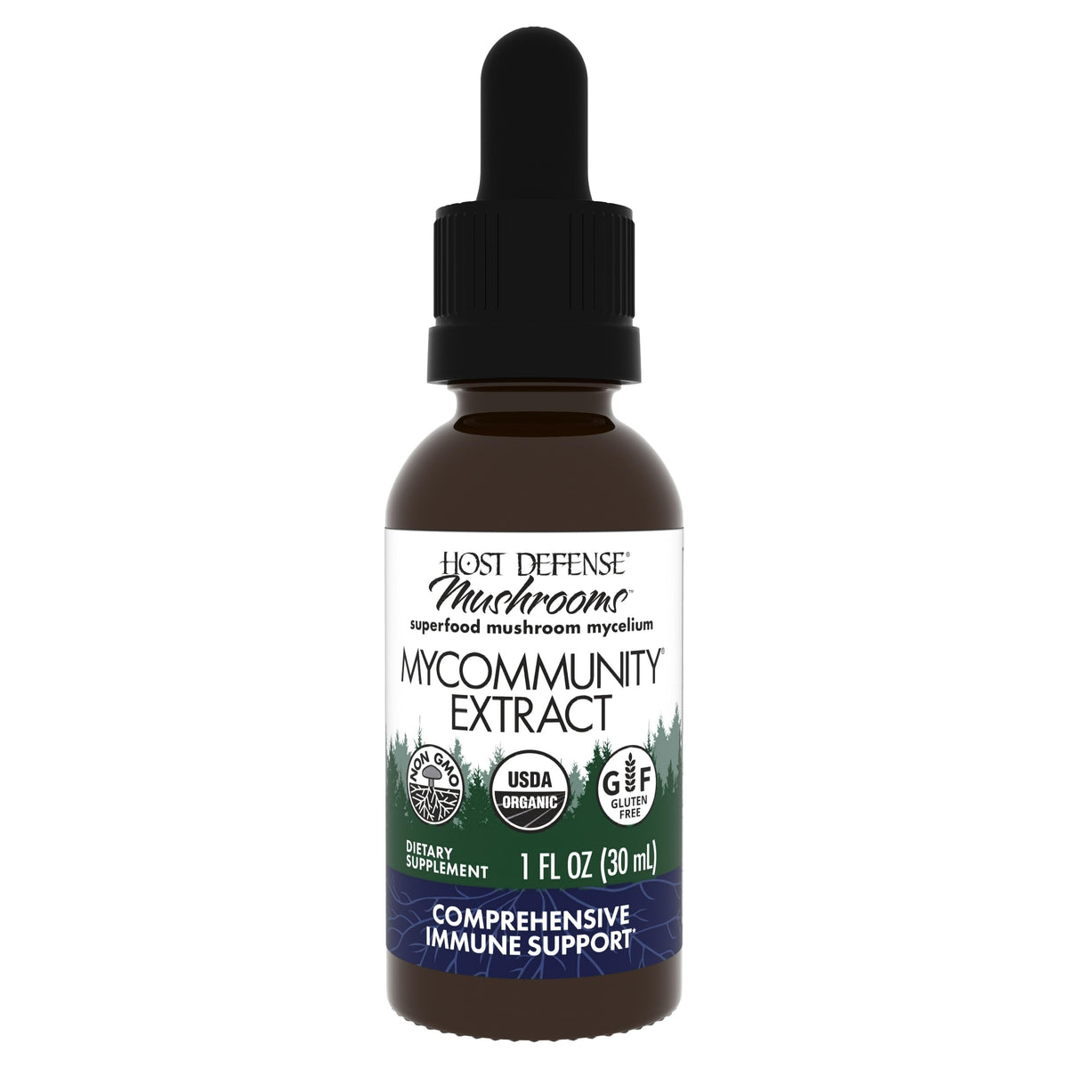 Host Defense MyCommunity Extract bottle label - 1 oz