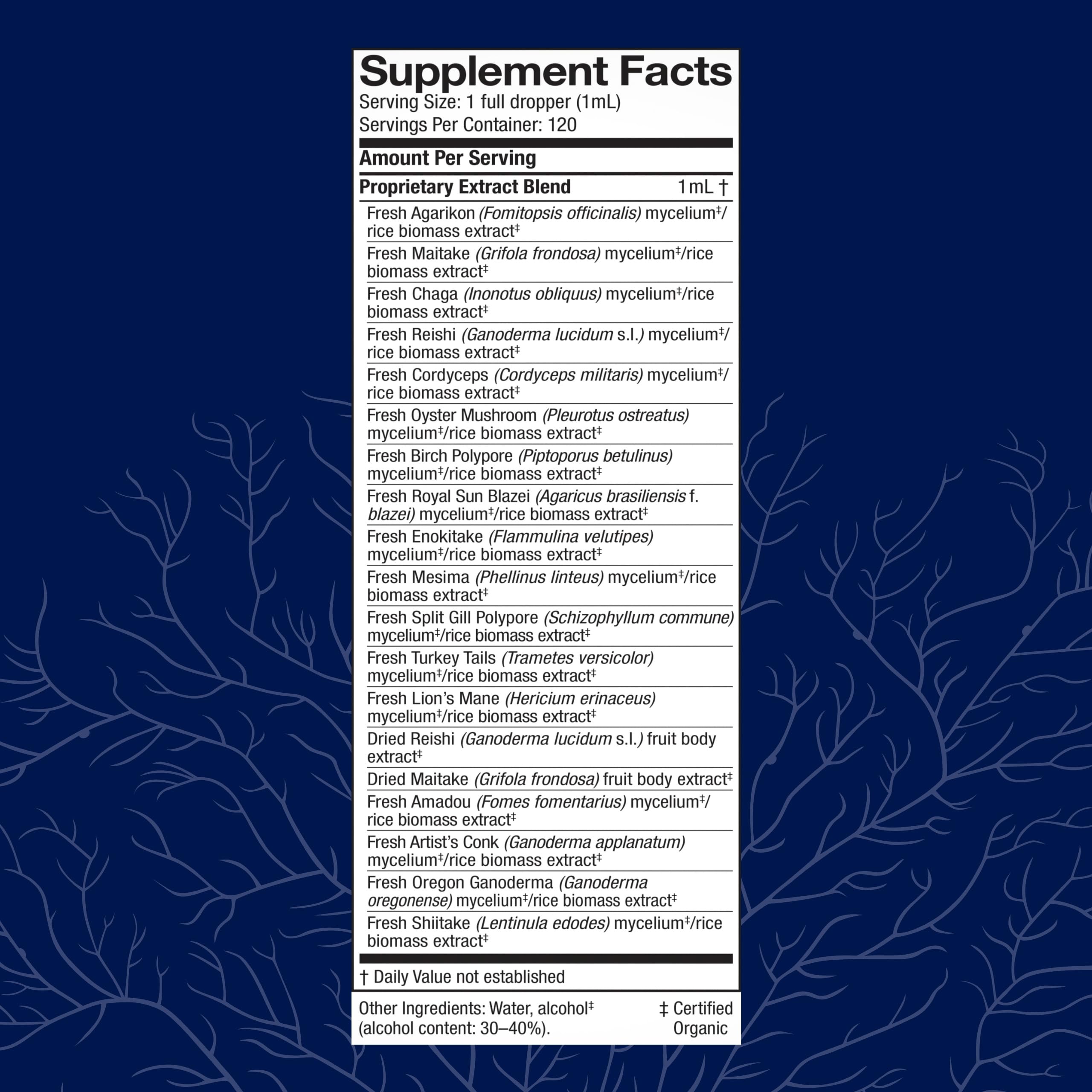 Graphic depicting the 17 mushroom species included in MyCommunity Extract