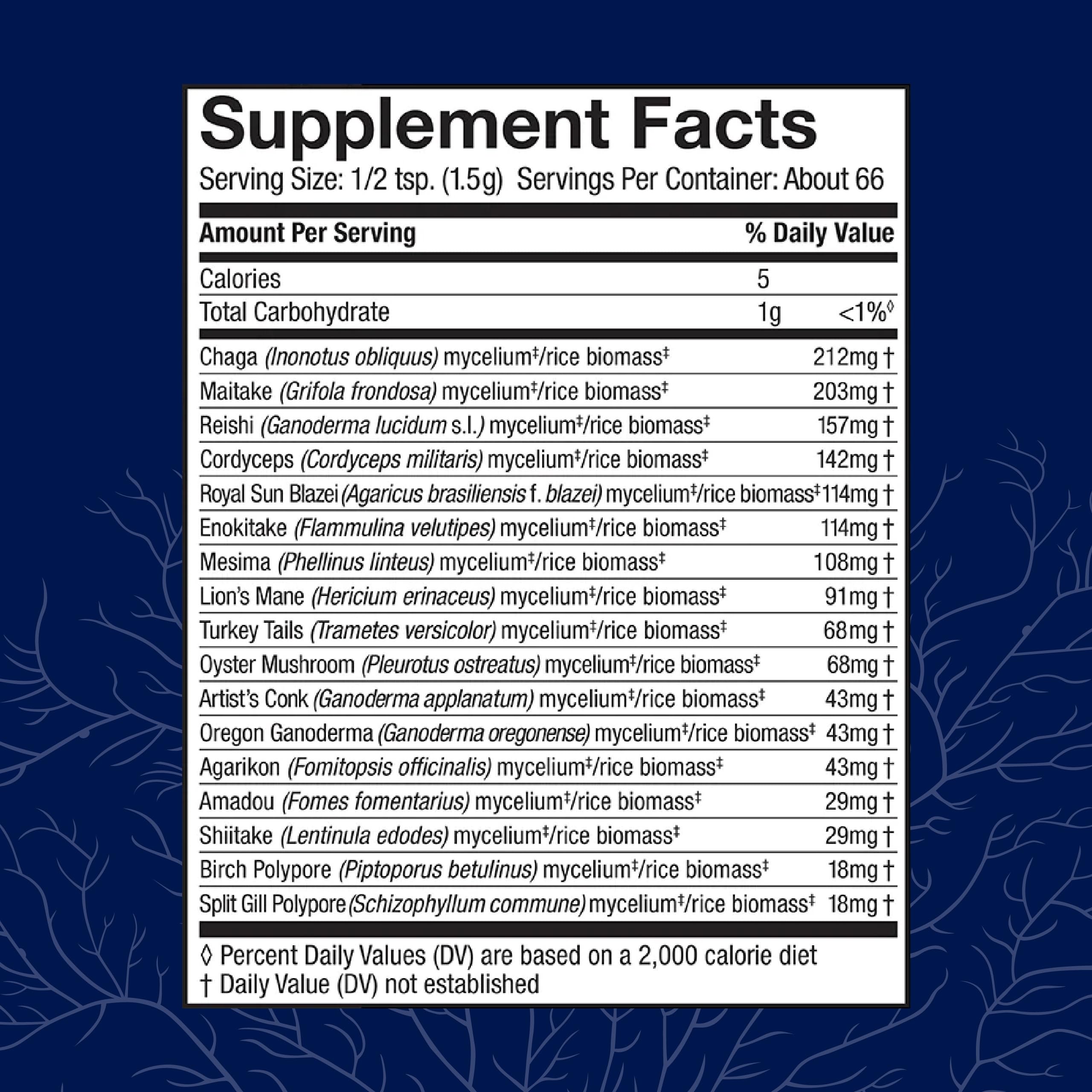 Back label showing ingredients and nutrition information