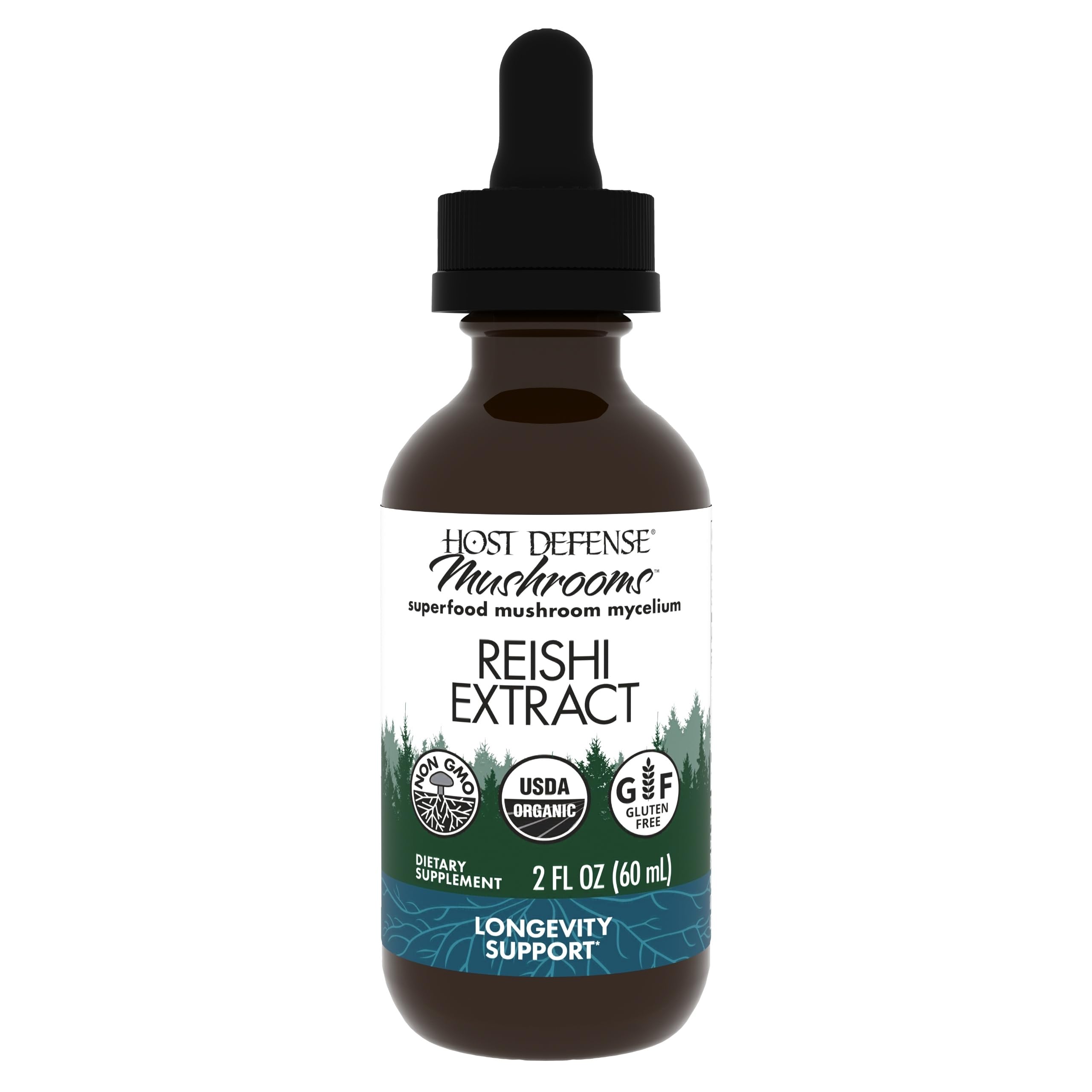Host Defense Reishi Extract 2oz bottle with label