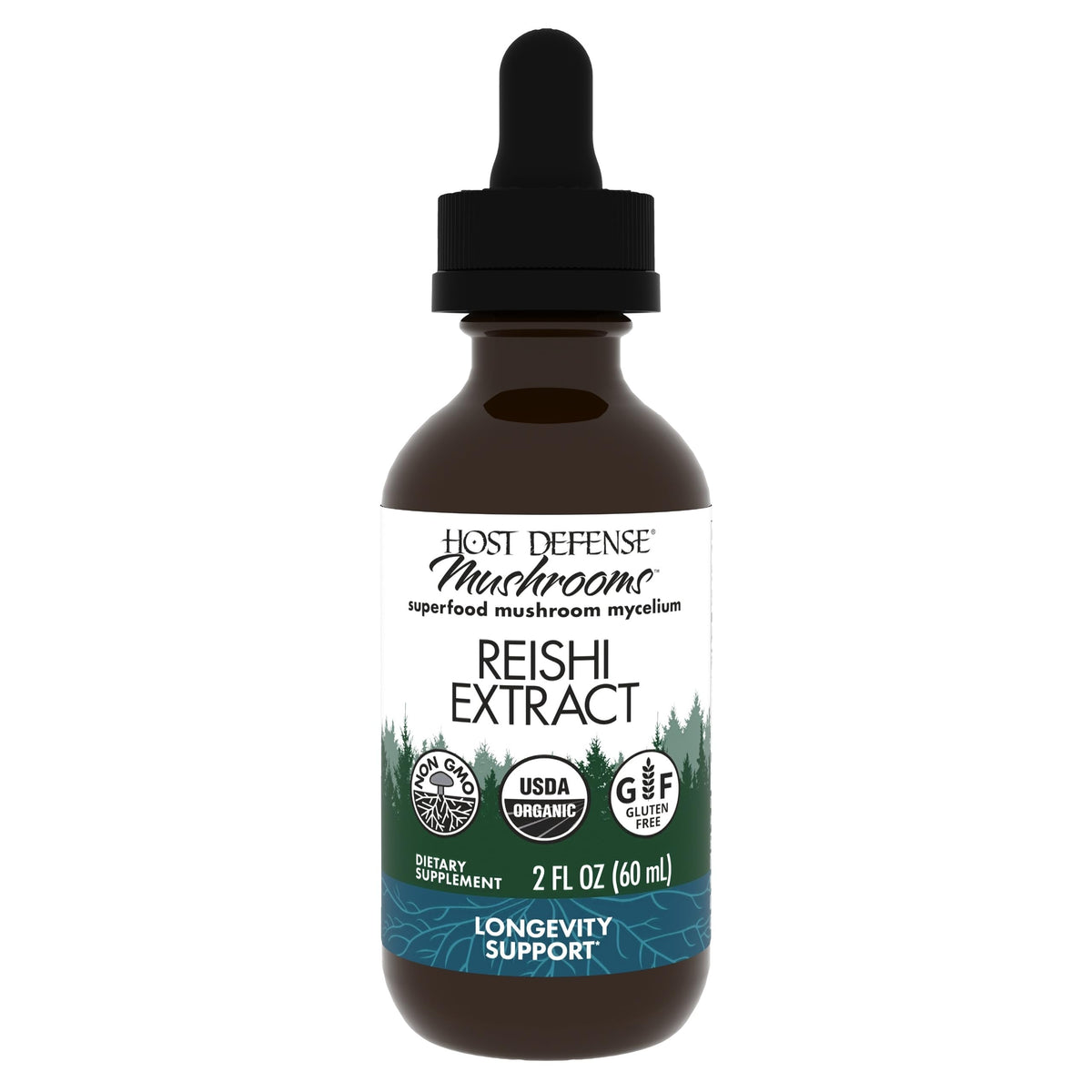 Host Defense Reishi Extract 2oz bottle with label