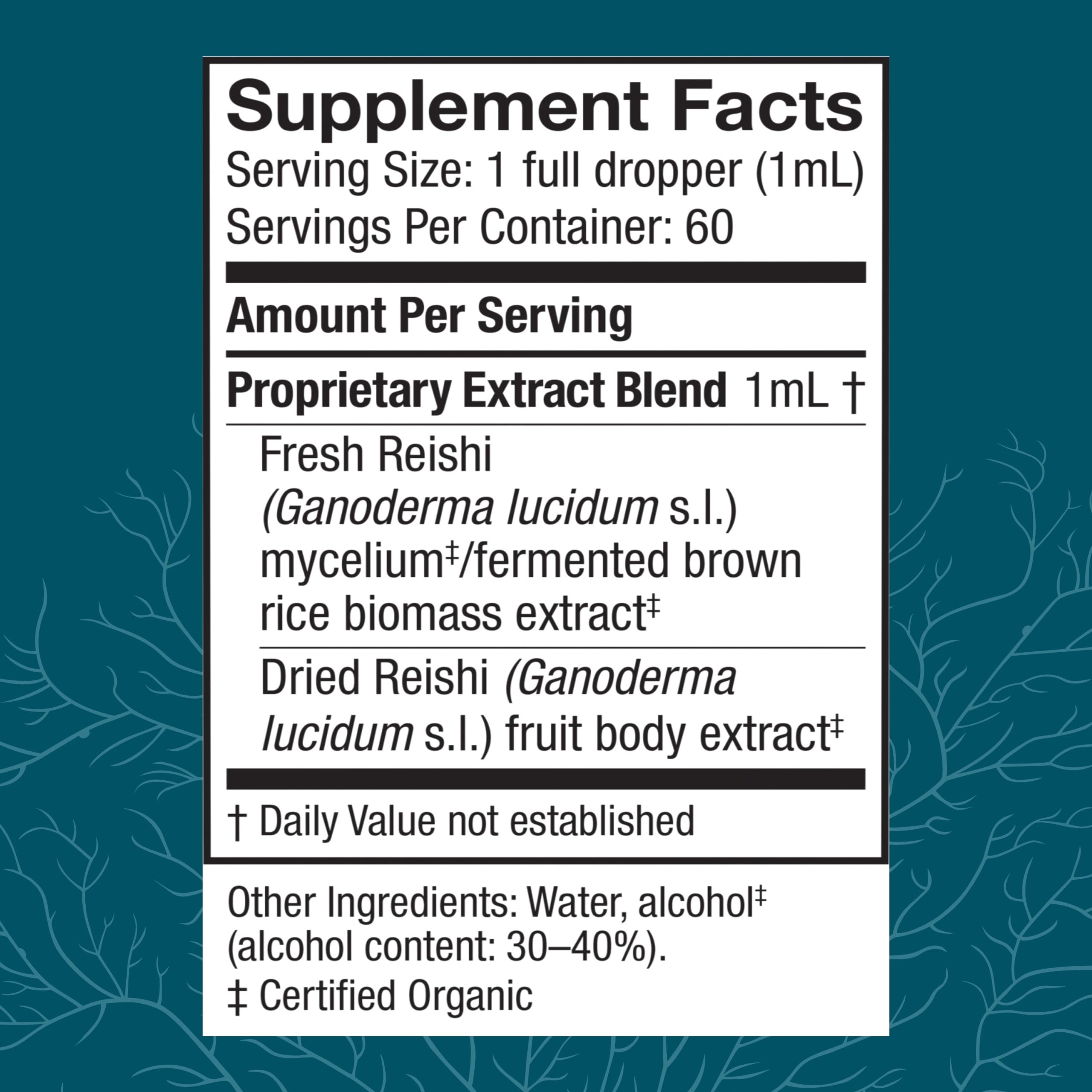 Close-up of Reishi extract dropper dispensing liquid