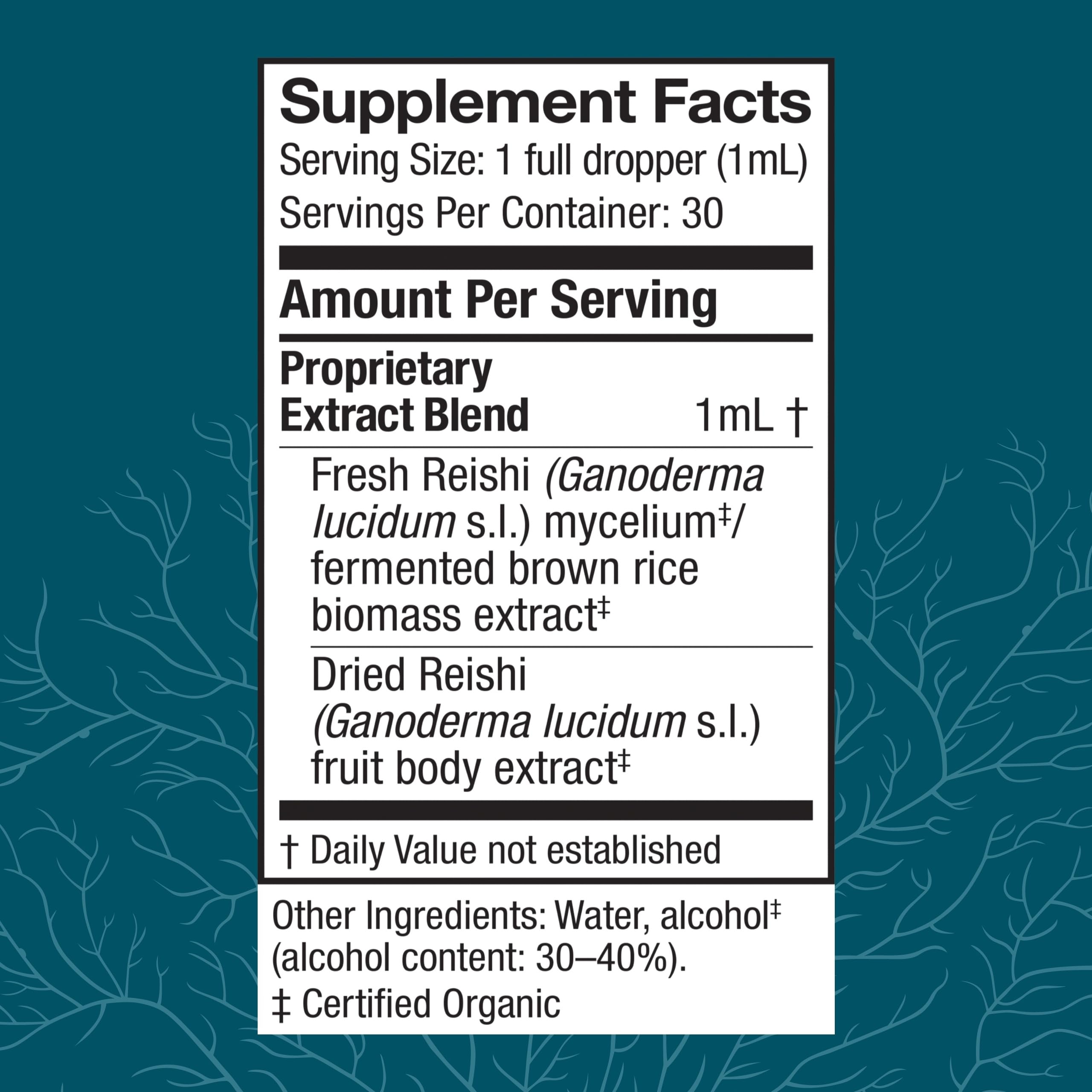 Close-up of Host Defense Reishi Extract label