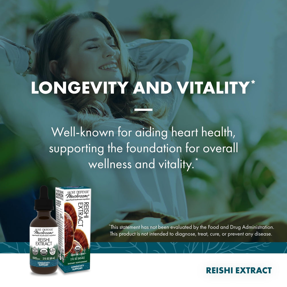 USA-grown Host Defense Reishi extract bottle
