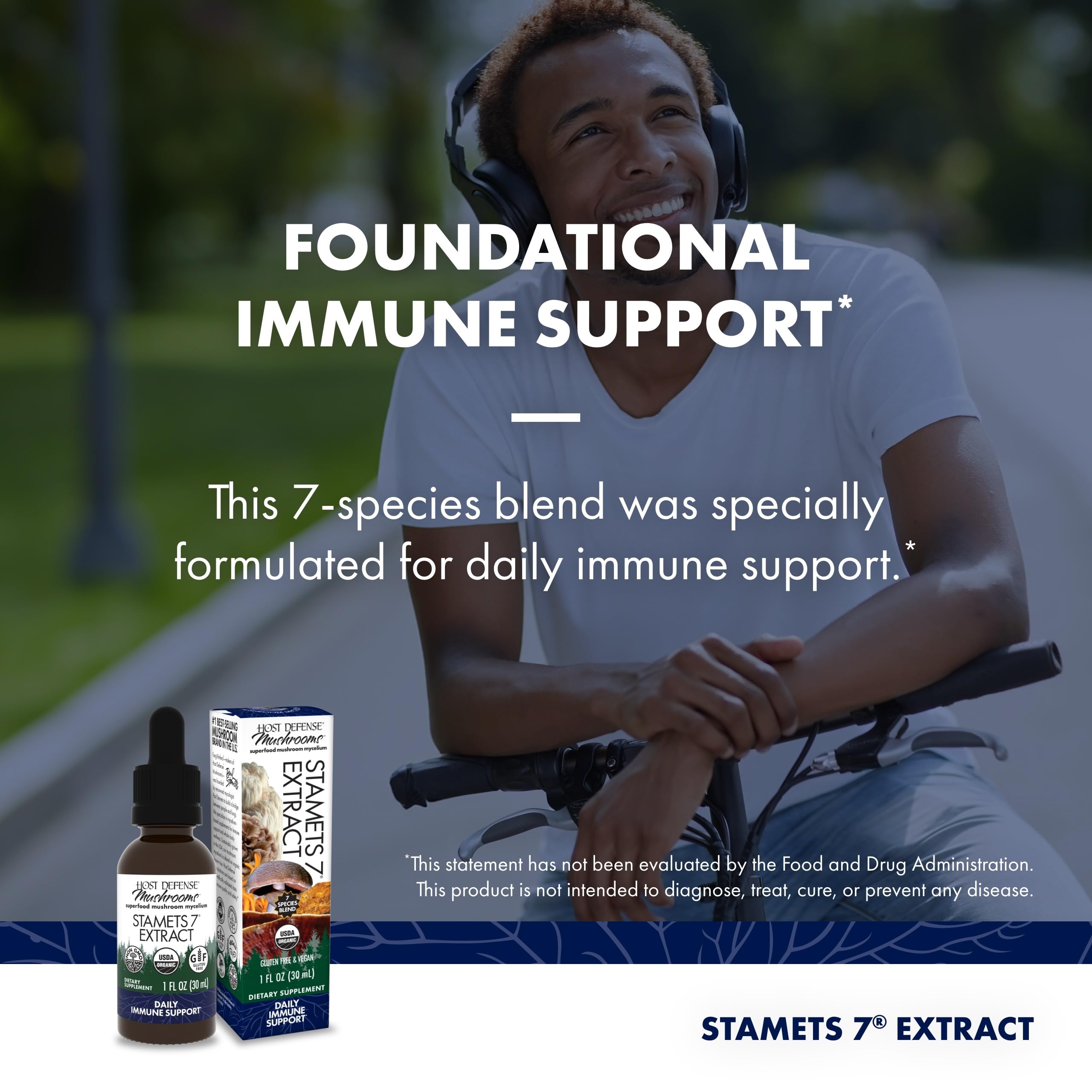 1 fl oz Stamets 7 extract bottle on white background