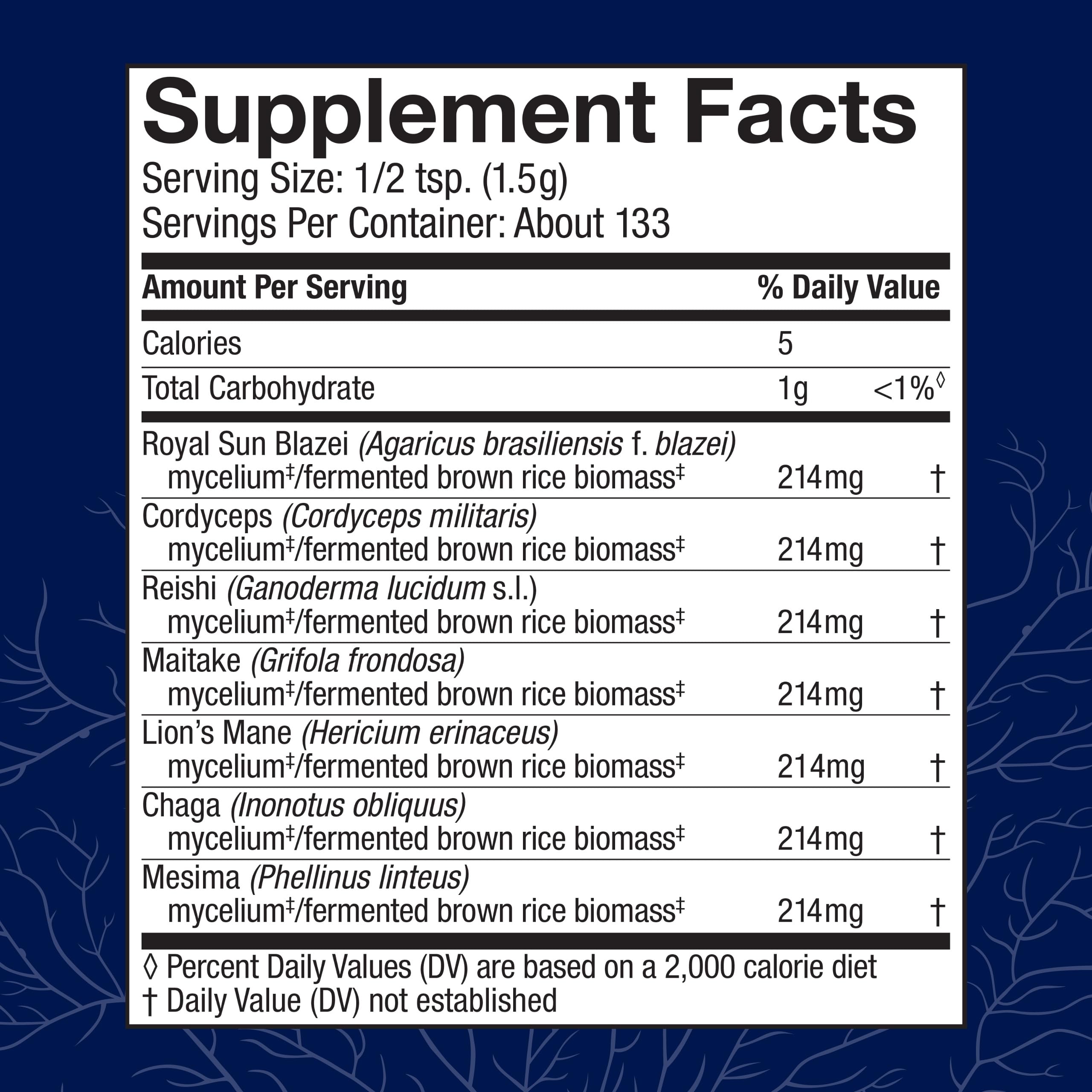 Host Defense Stamets 7 bottle with label showing 7-species blend