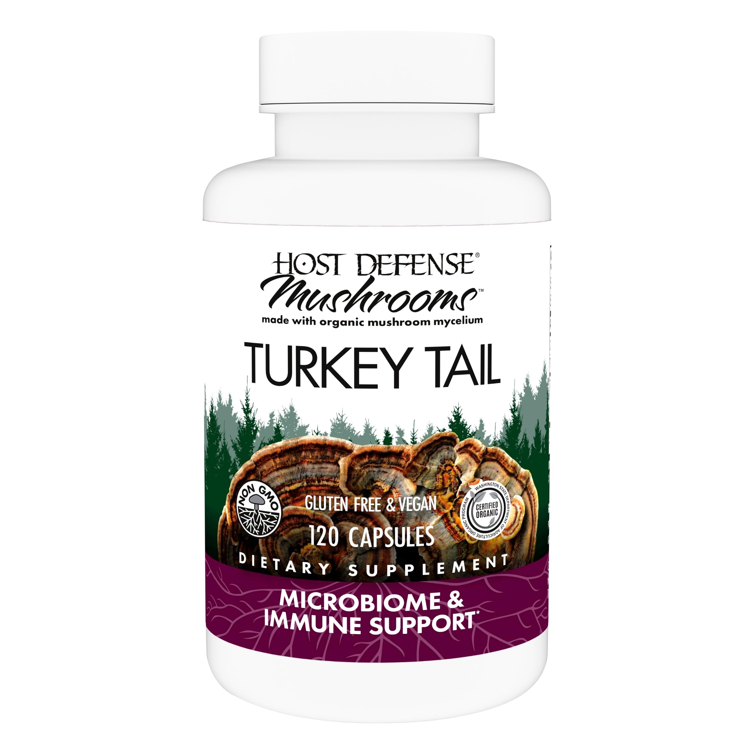 Host Defense Turkey Tail Capsules bottle with label