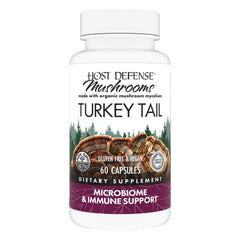 Front view of Host Defense Turkey Tail Capsules bottle with label
