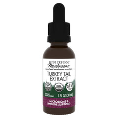 Front view of Host Defense Turkey Tail Extract 1 oz bottle