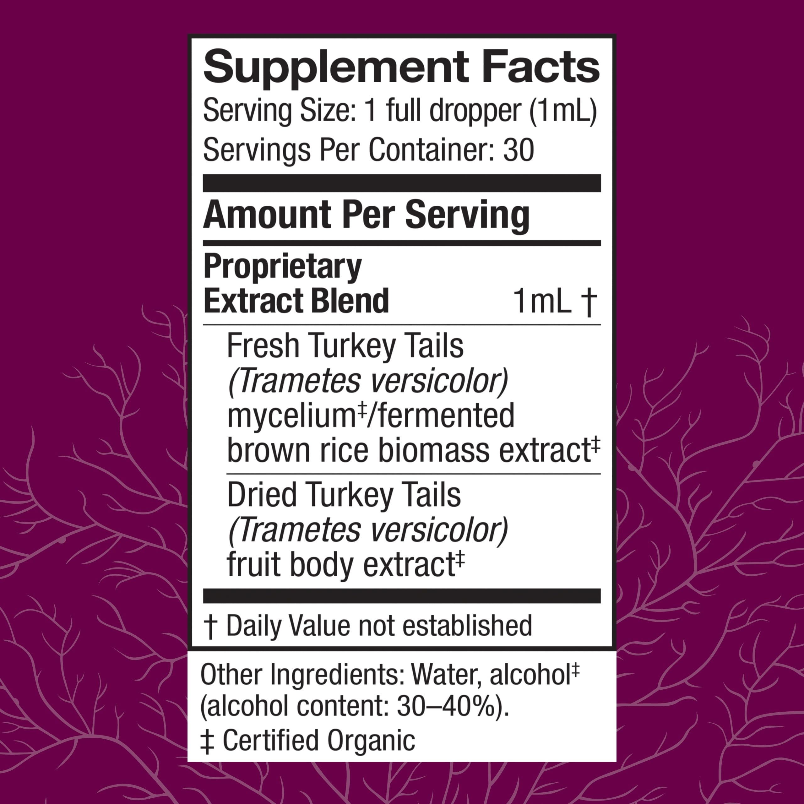 Side view of Host Defense Turkey Tail Extract bottle