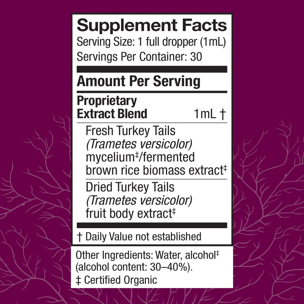 Side view of Host Defense Turkey Tail Extract bottle