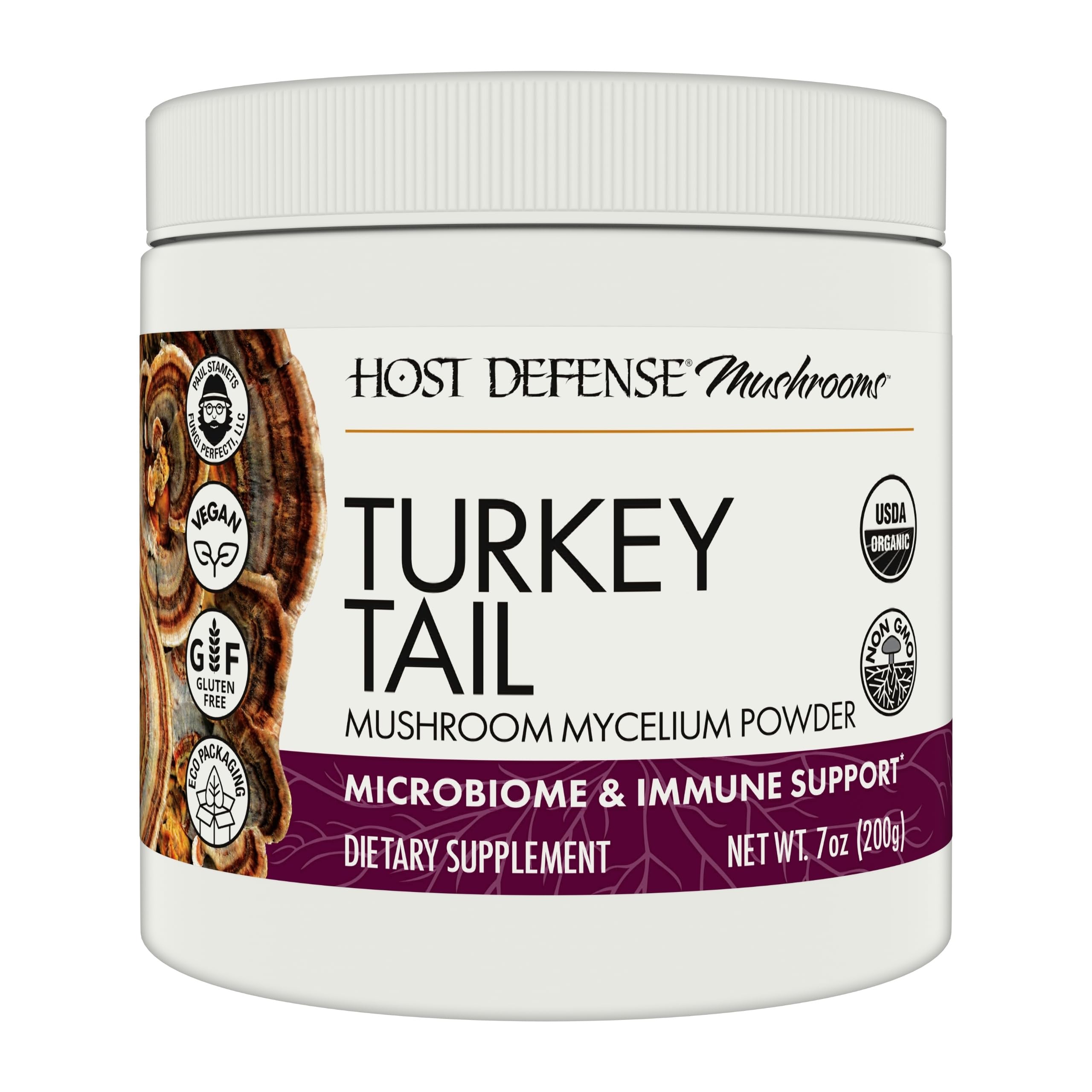 Main product image: Host Defense Turkey Tail Mushroom Powder 7 oz (133 servings)