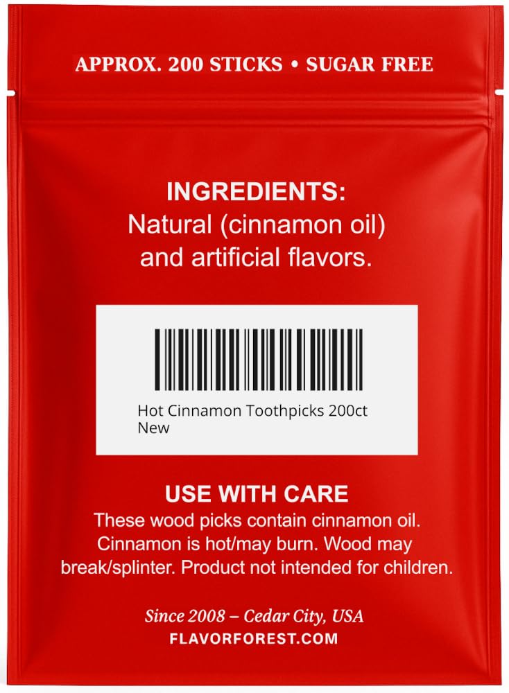 Product label showing cinnamon flavor information