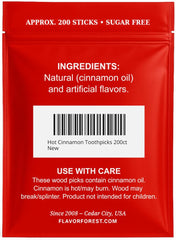 Product label showing cinnamon flavor information