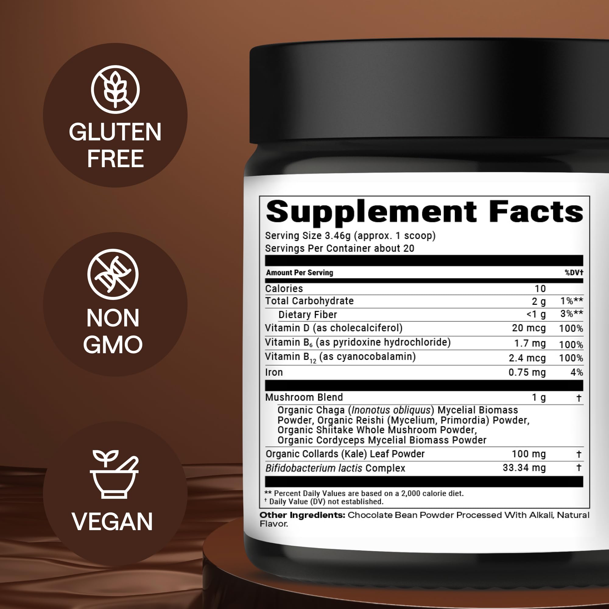 Serving idea: hot or cold water with instant mushroom powder