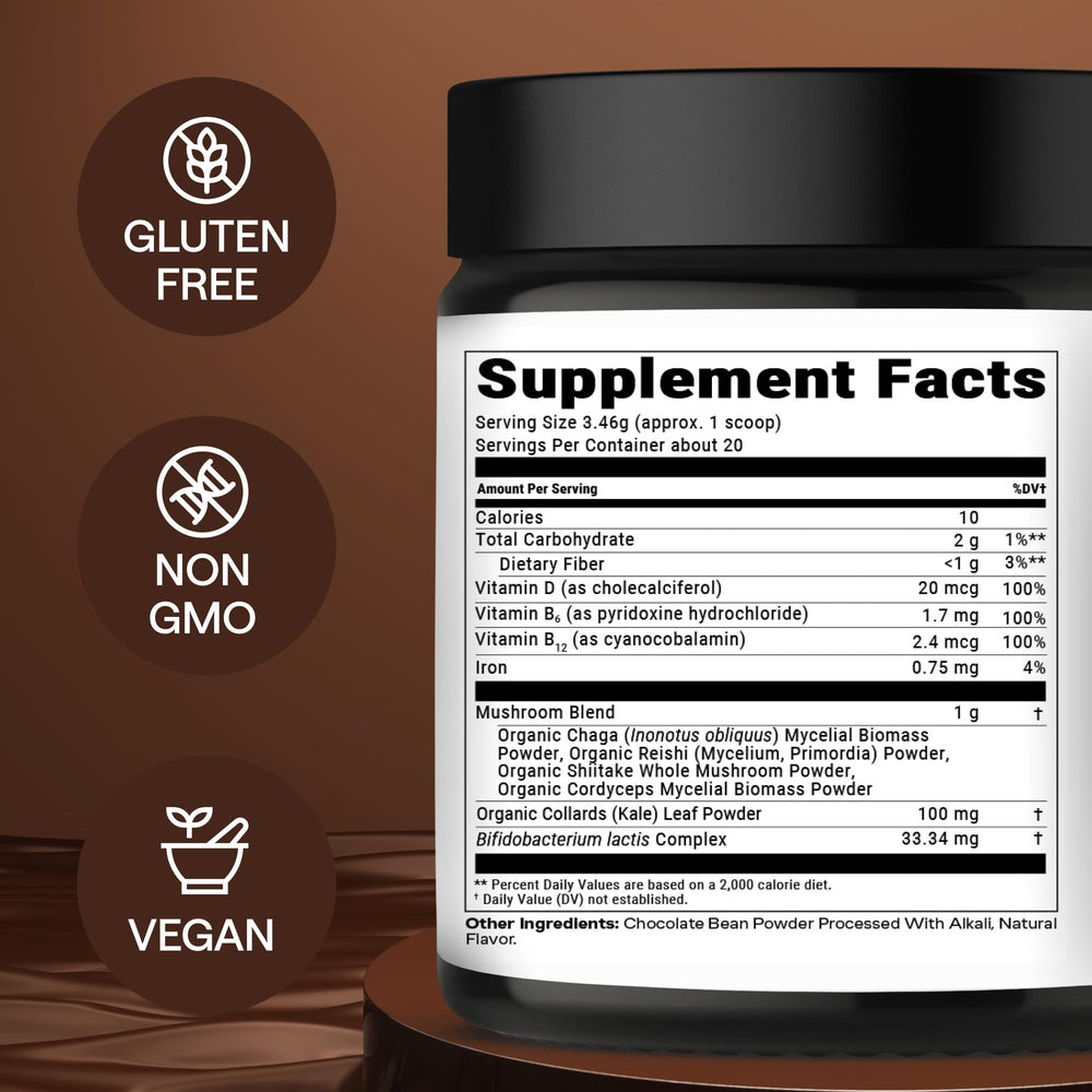 Serving idea: hot or cold water with instant mushroom powder