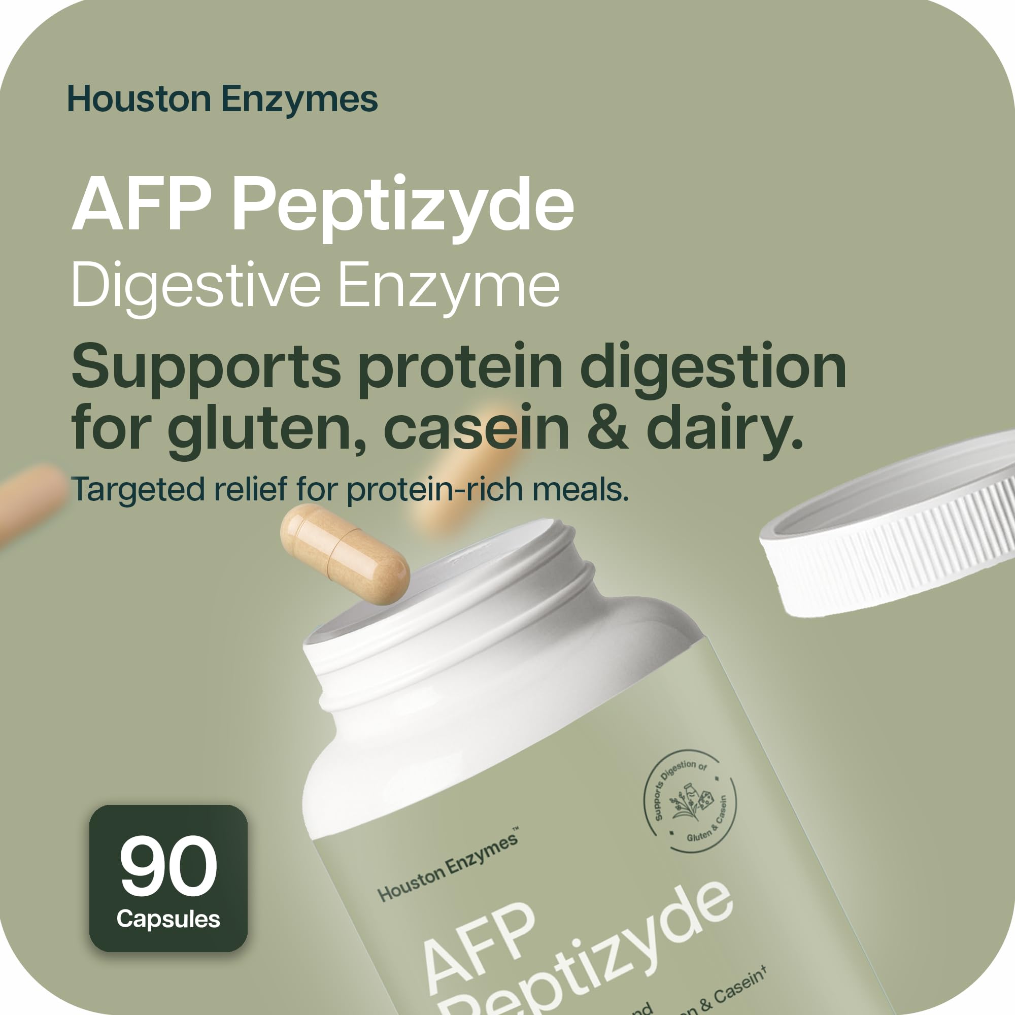 Close-up of AFP Peptizyde bottle label