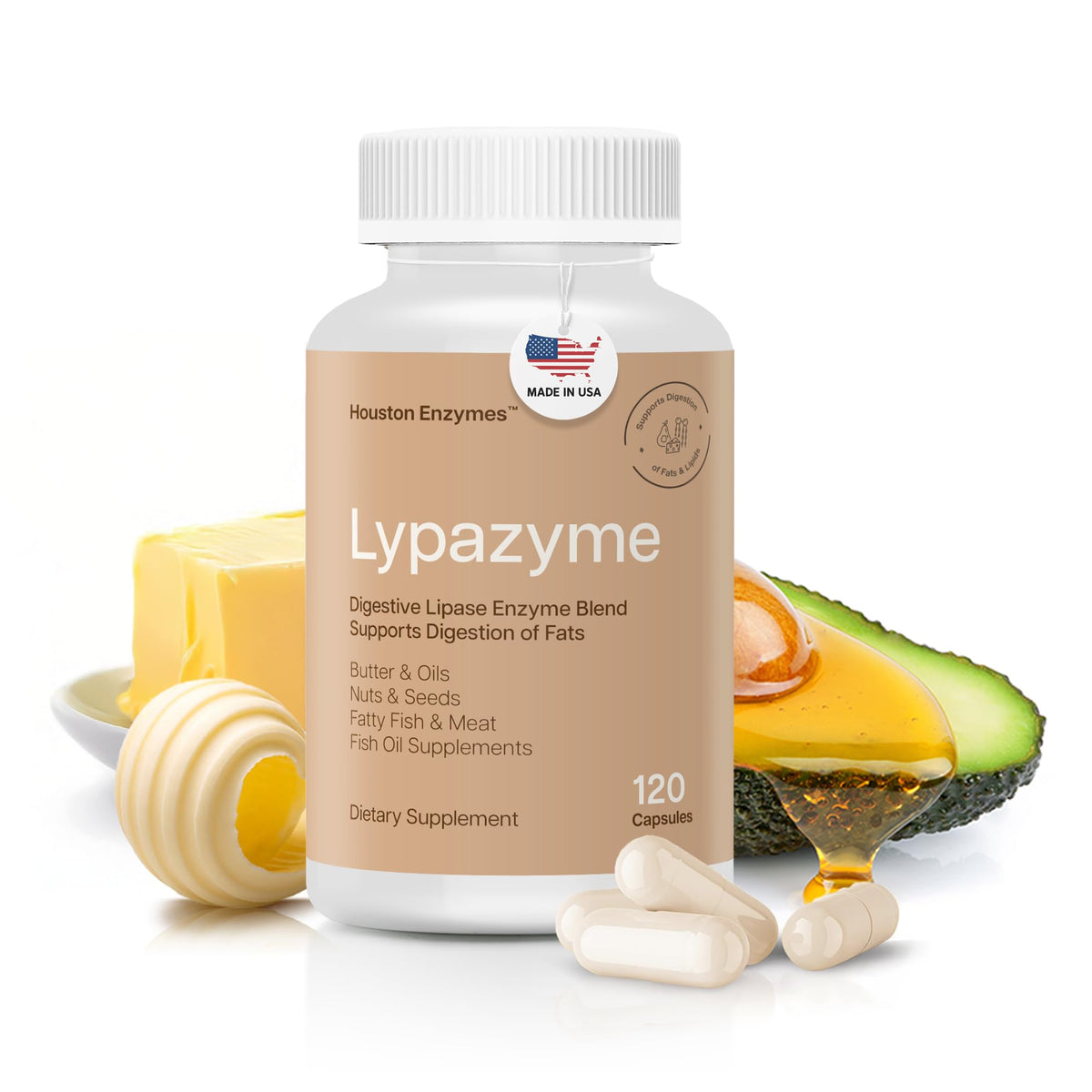 Houston Enzymes Lypazyme Lipase Digestive Enzymes bottle
