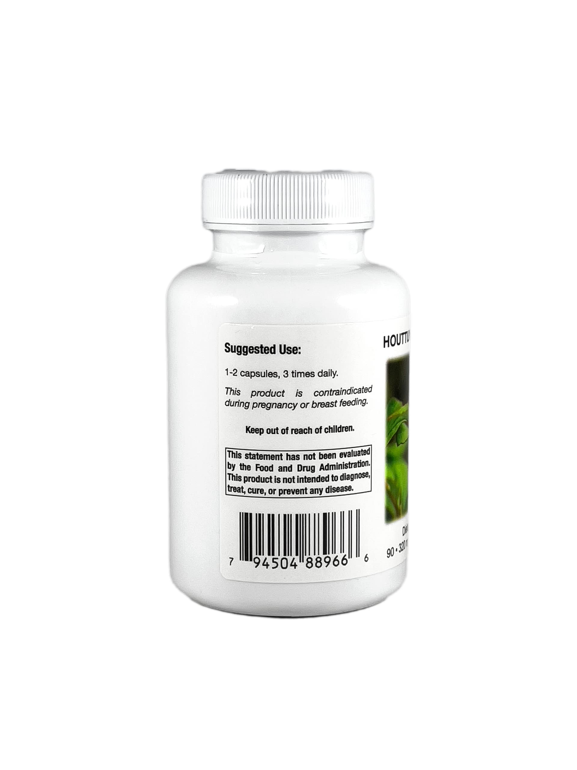 Ingredient label showing 100% pure Houttuynia leaf