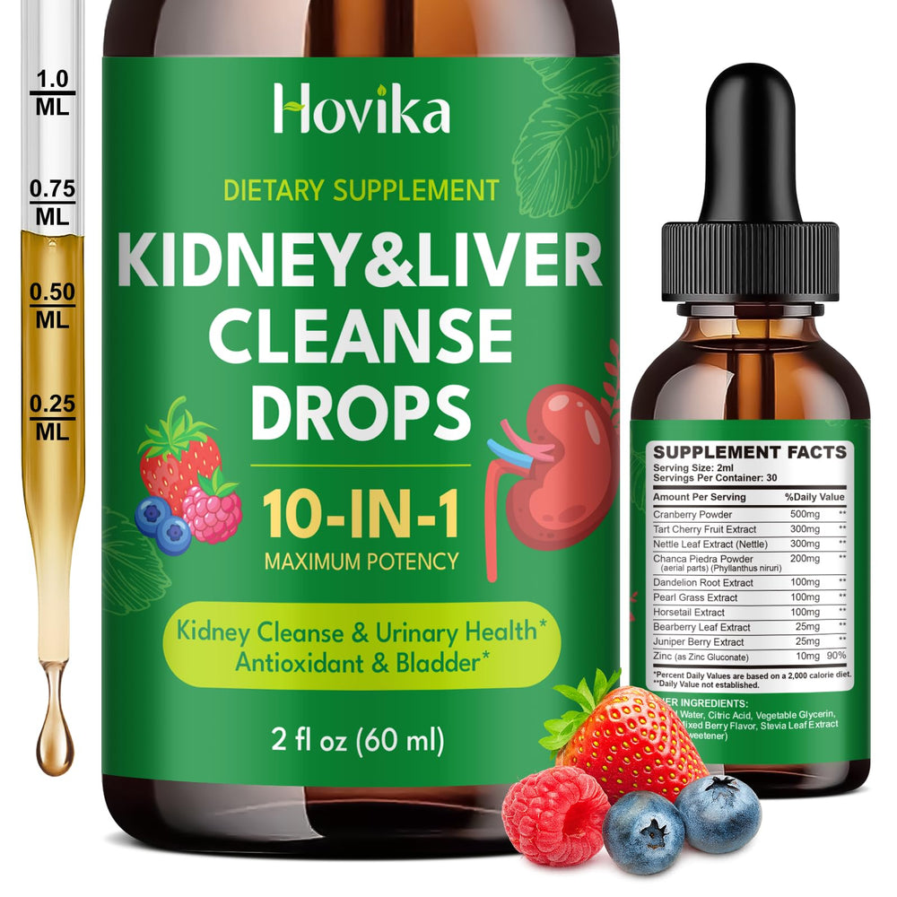 Hovika 10-in-1 Kidney Cleanse Drops bottle and packaging