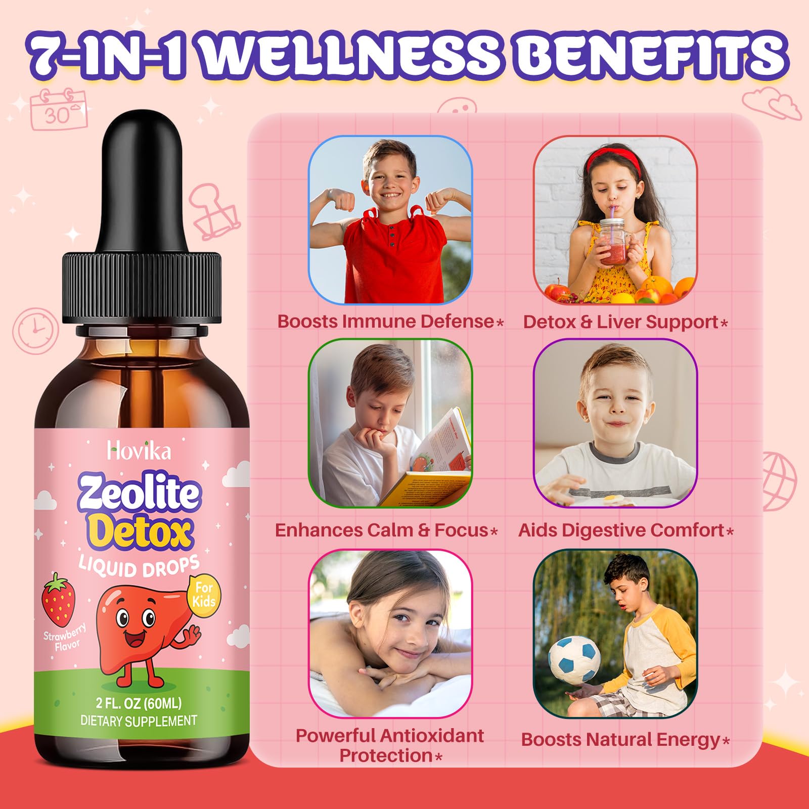 Hovika Zeolite Detox strawberry flavor to make routine tasty for kids