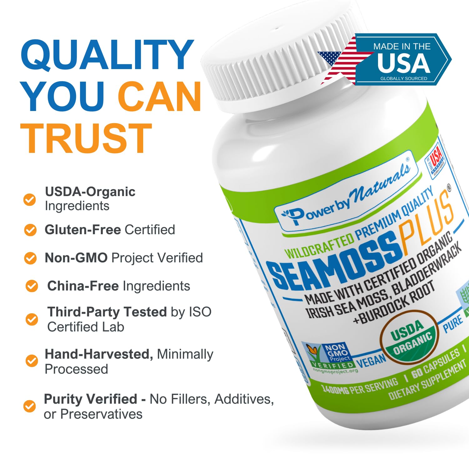 Diagram showing how to take SeaMoss Plus capsules