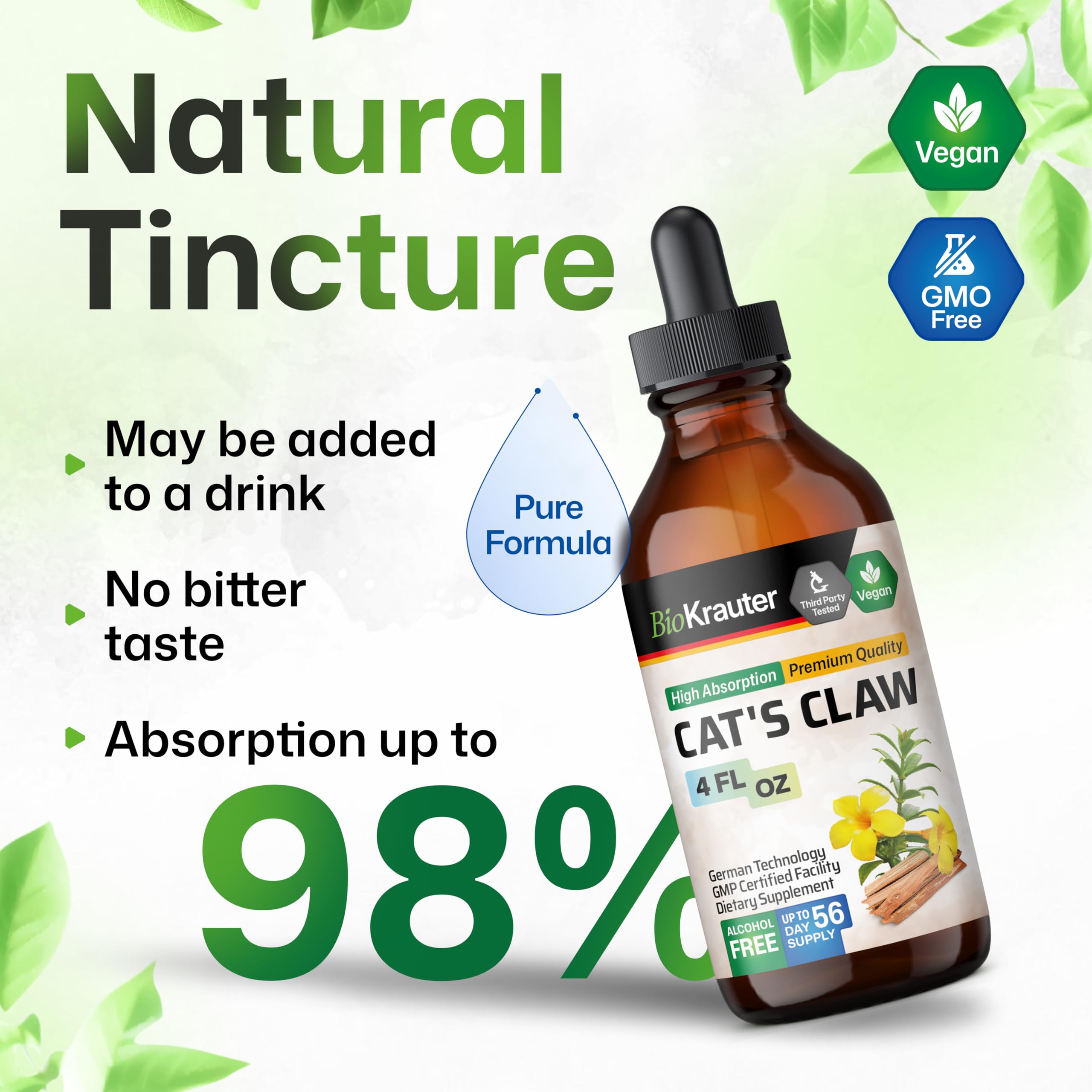 Usage guide for cats claw tincture drops