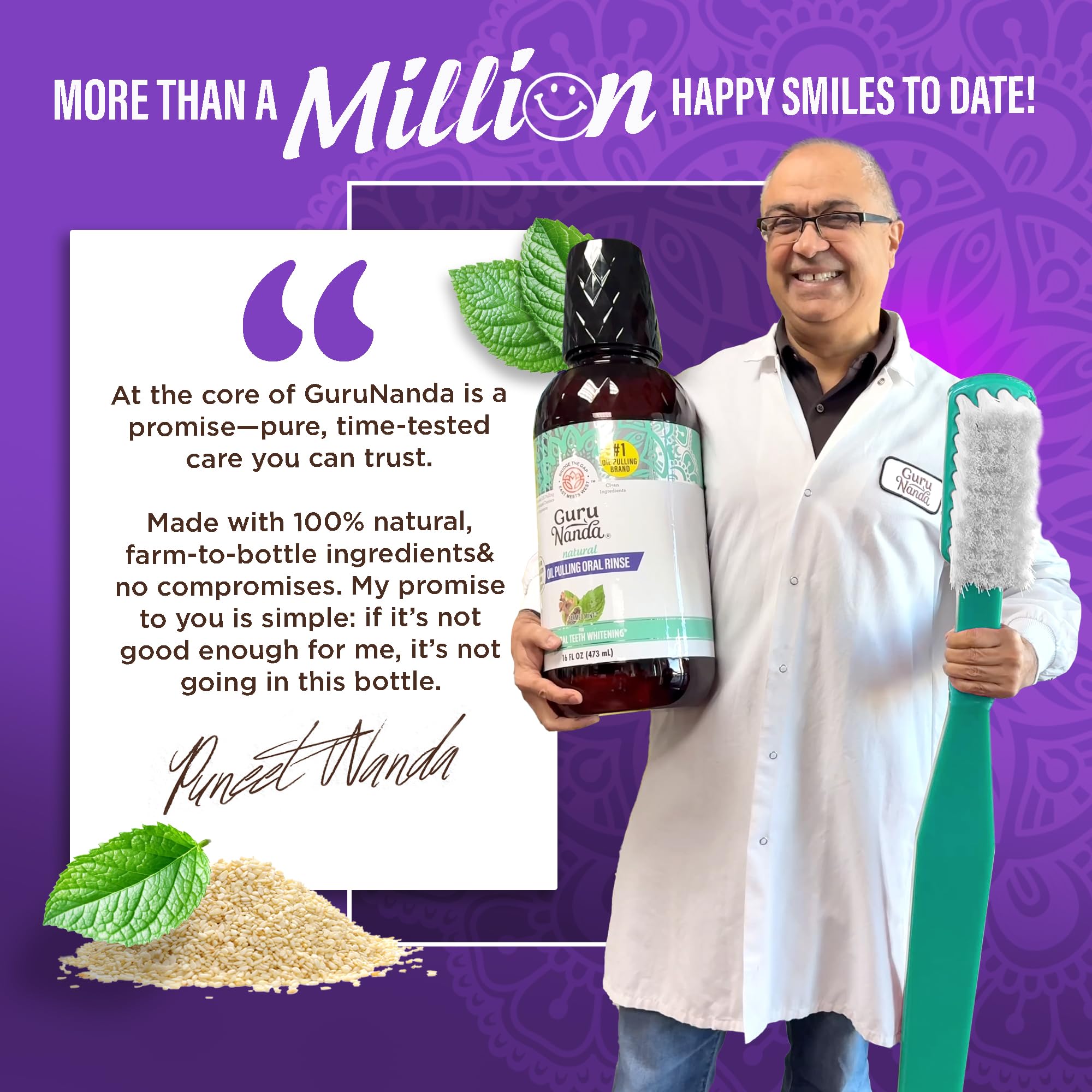 Step-by-step how to use oil pulling illustration